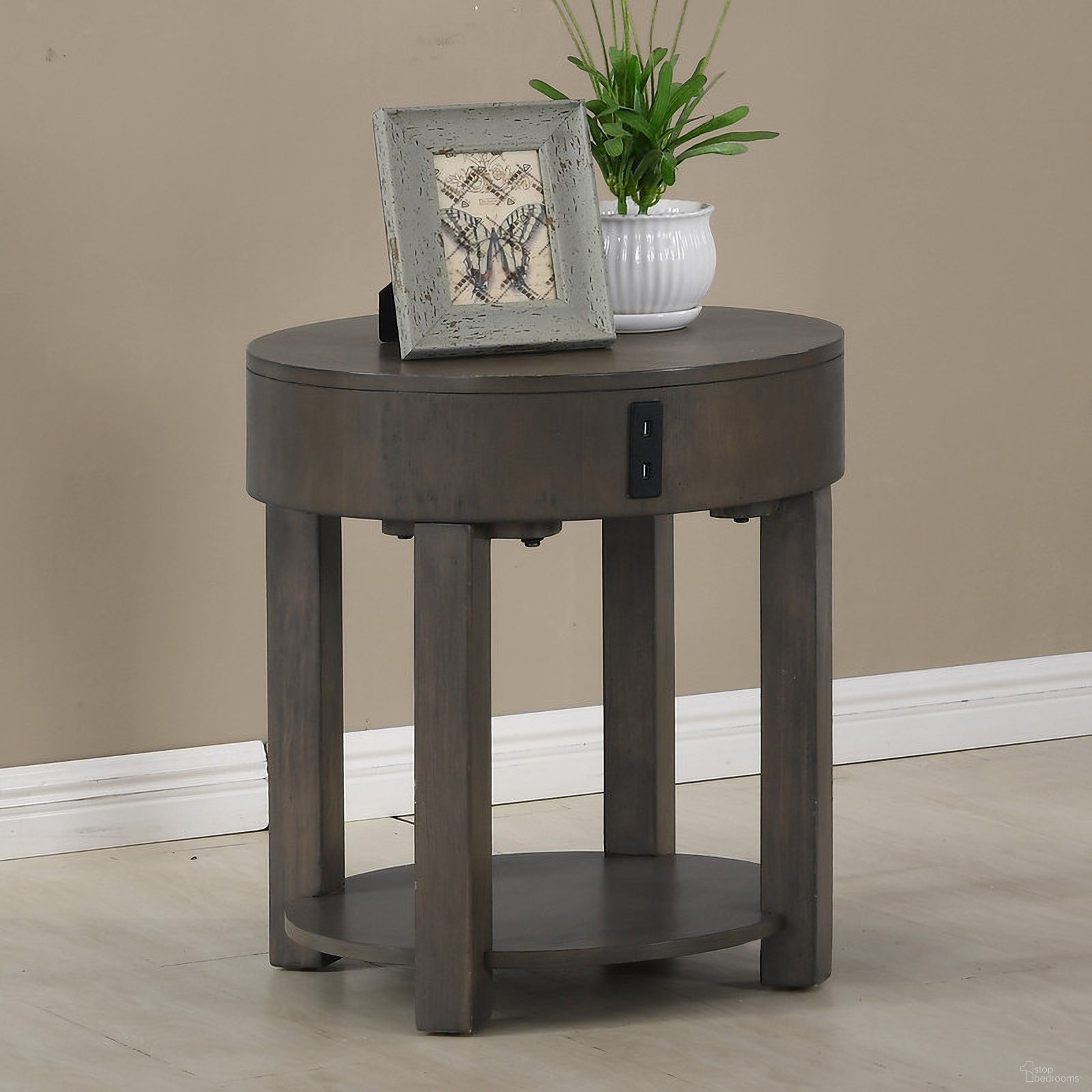 The appearance of Jonah Light Brown Mdf End Table With Usb Ports designed by Lilola Home in the modern / contemporary interior design. This light brown piece of furniture  was selected by 1StopBedrooms from Jonah Collection to add a touch of cosiness and style into your home. Sku: 98009. Material: MDF.