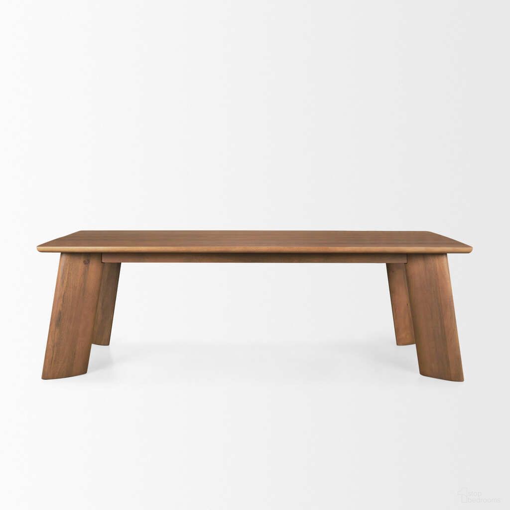 The appearance of Jonan Brown Solid Mango Wood Rectangular Dining Table In Brown designed by Mercana in the modern / contemporary interior design. This brown piece of furniture  was selected by 1StopBedrooms from Jonan Collection to add a touch of cosiness and style into your home. Sku: 71110-AB. Table Base Style: Legs. Table Top Shape: Rectangular. Size: 94" x 42". Material: Solid Wood.