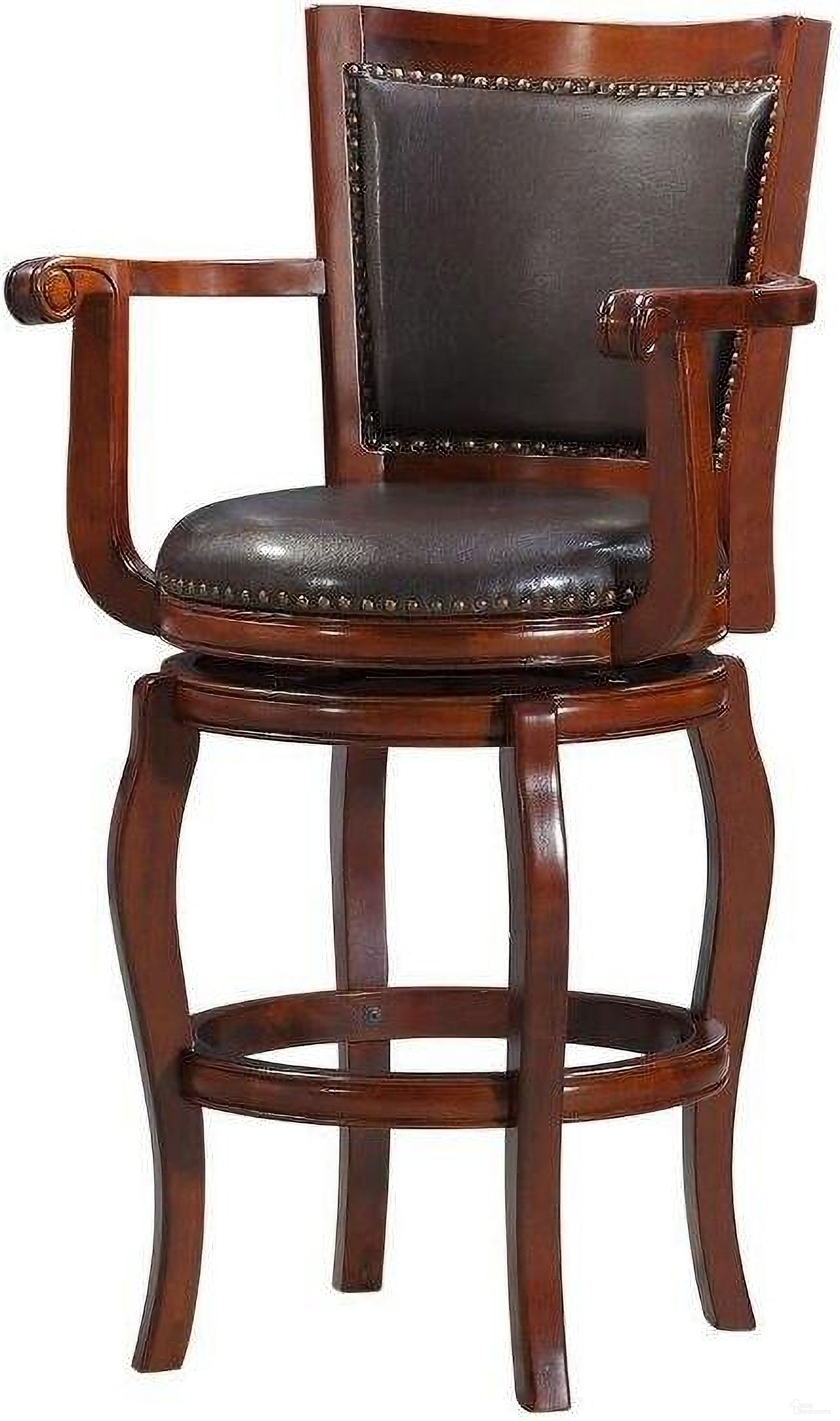 The appearance of Jones 29 Inch Swivel Bar Stool In Brown And Cherry designed by Boraam Industries in the transitional interior design. This brown cherry piece of furniture was selected by 1StopBedrooms from Jones Collection to add a touch of cosiness and style into your home. Sku: 52429. Material: Wood.