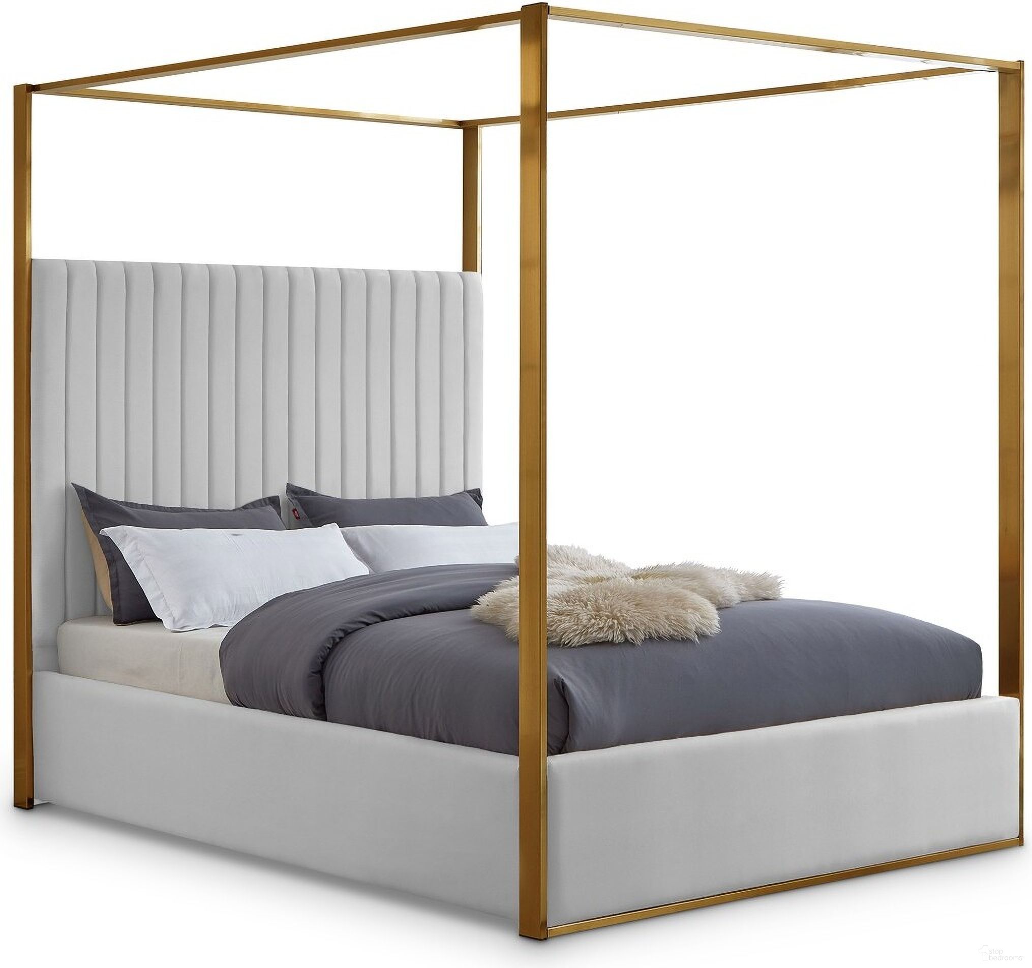 Jones Vegan Leather Queen Bed In White