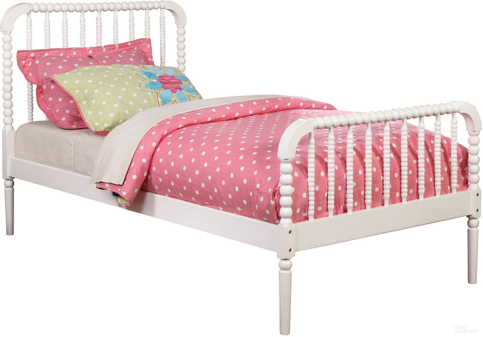 The appearance of Jones Twin Bed White designed by Coaster in the traditional interior design. This white piece of furniture was selected by 1StopBedrooms from Jones Collection to add a touch of cosiness and style into your home. Sku: 400415TB1;400415TB2. Material: Wood. Bed Size: Twin. Bed Type: Slat / Spindle Bed.