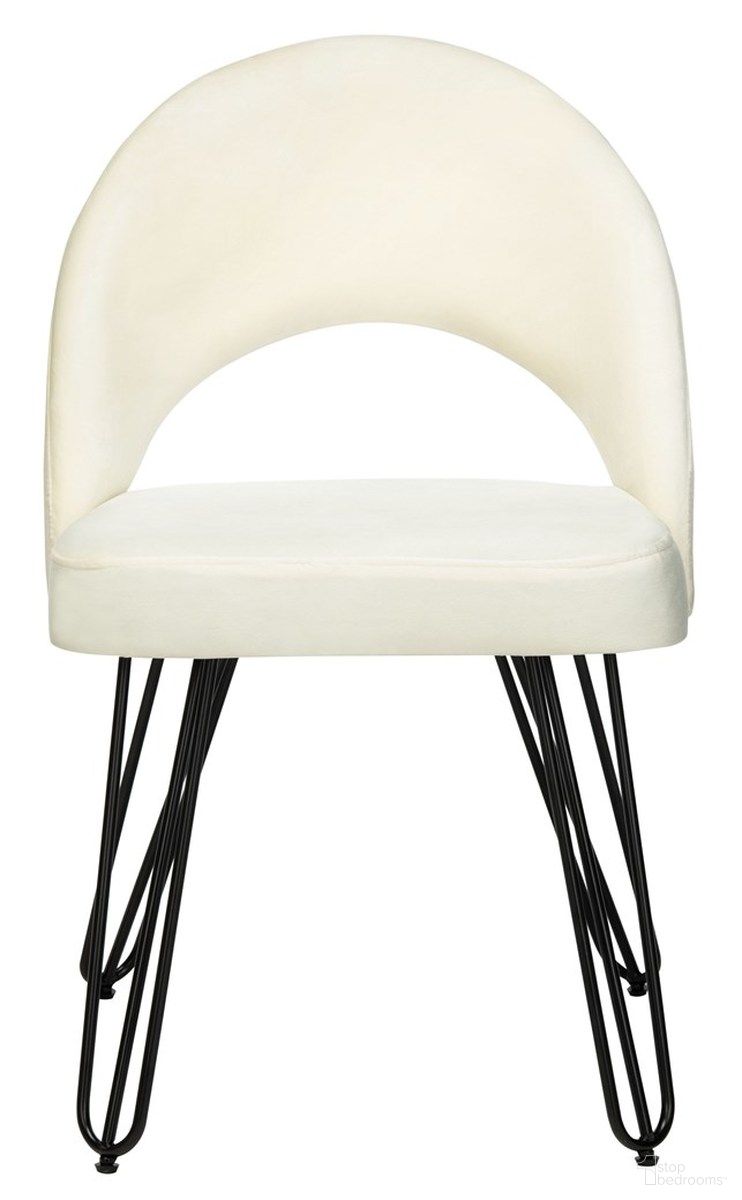 Jora Velvet Retro Side Chair Set of 2 in Cream