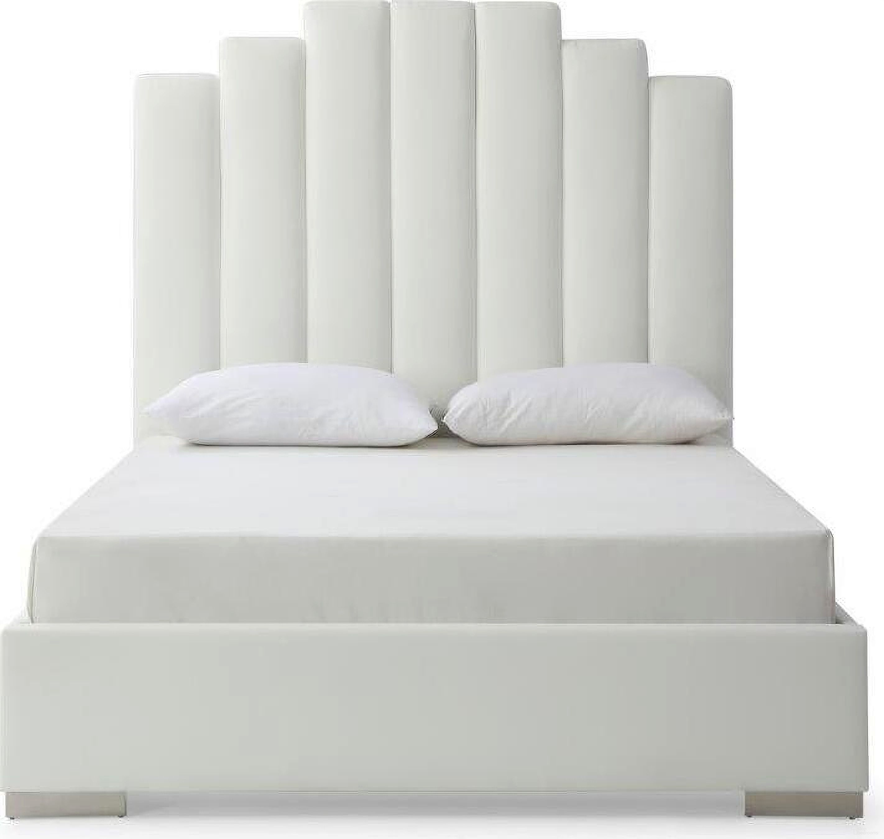 The appearance of Jordan Queen Bed With Fully Upholstered White Faux Leather And Double Usb In Headboard designed by Whiteline Modern Living in the modern / contemporary interior design. This white piece of furniture was selected by 1StopBedrooms from Jordan Collection to add a touch of cosiness and style into your home. Sku: BQ1688P-WHT. Bed Type: Platform Bed. Material: Faux Leather. Bed Size: Queen.