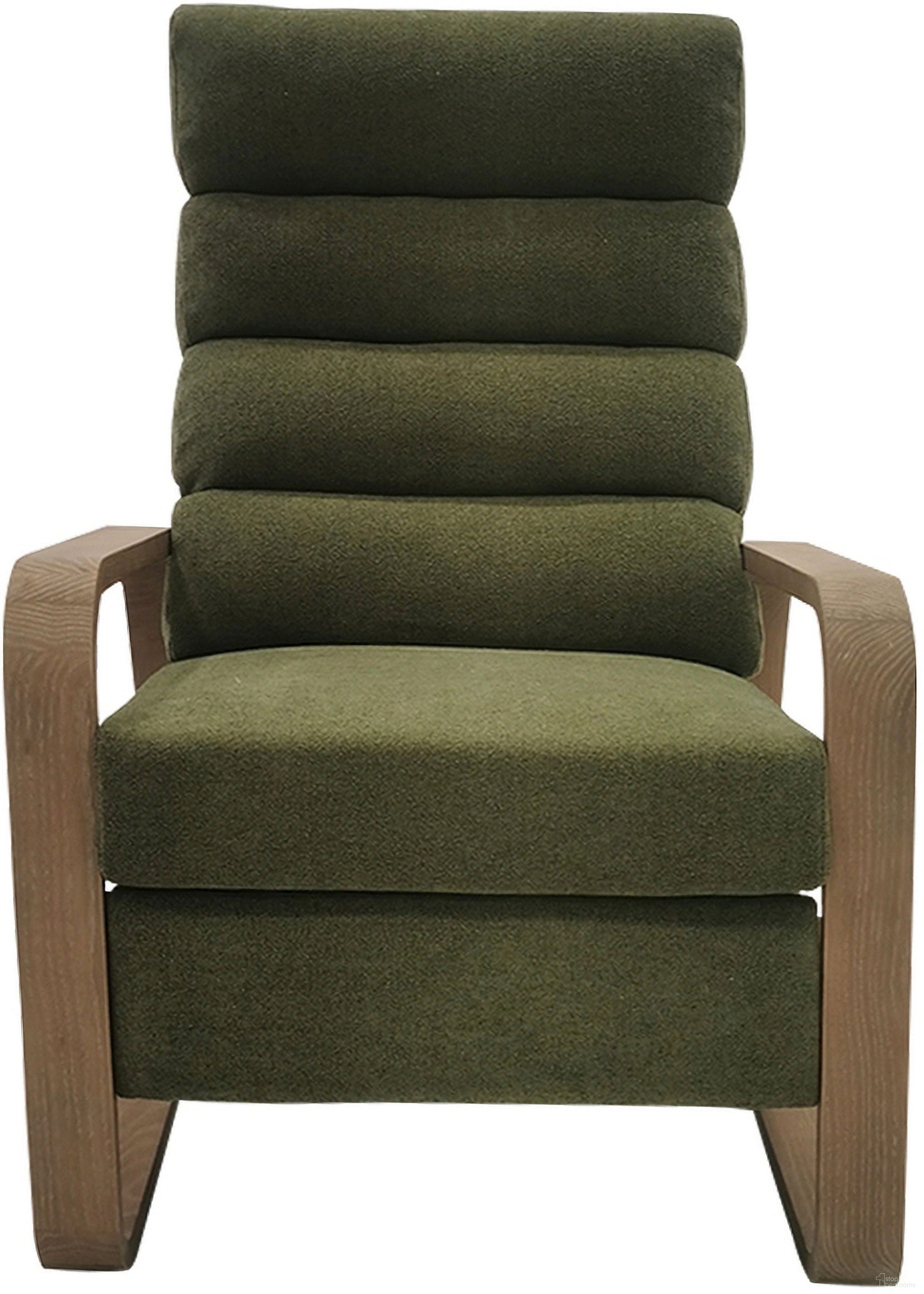 The appearance of Jordan Wood Framed Push Back Recliner In Green designed by Olliix in the modern / contemporary interior design. This green piece of furniture was selected by 1StopBedrooms from Jordan Collection to add a touch of cosiness and style into your home. Sku: CH103-0010. Material: Wood.