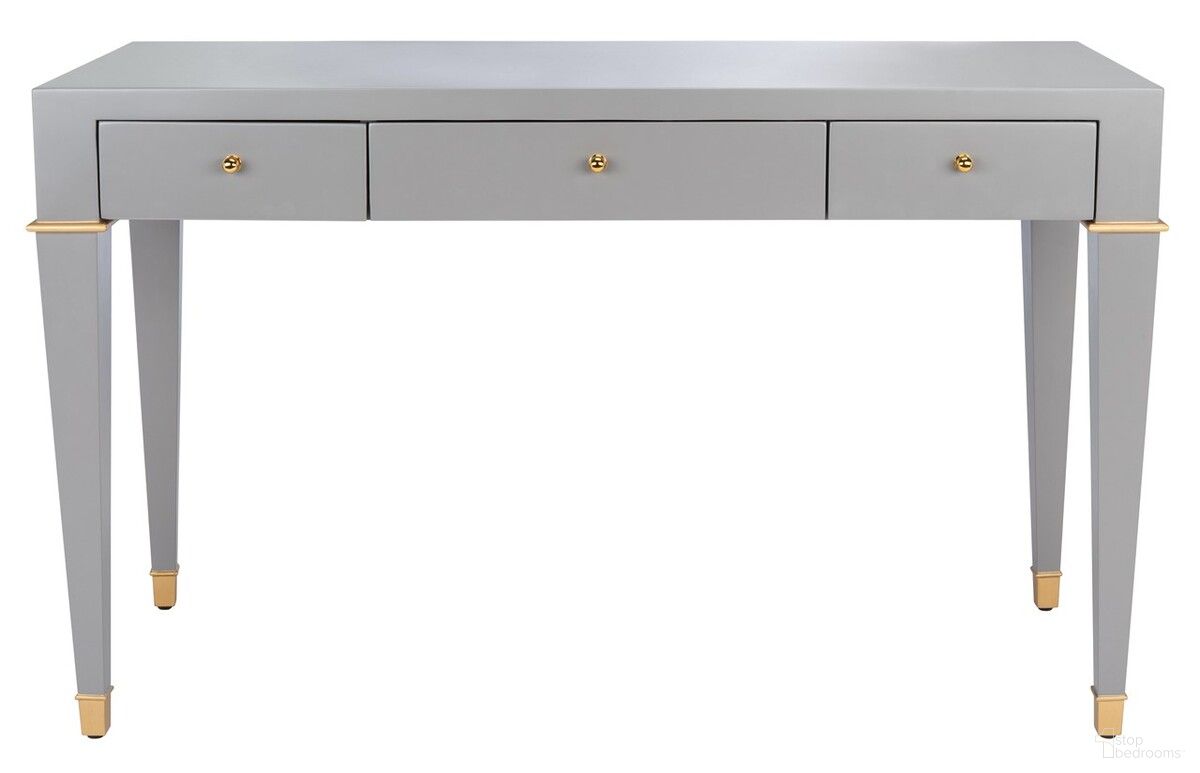 The appearance of Jordyn Modern Desk In Grey designed by Safavieh Couture in the modern / contemporary interior design. This grey piece of furniture was selected by 1StopBedrooms from Jordyn Collection to add a touch of cosiness and style into your home. Sku: SFV3595A. Material: Wood.