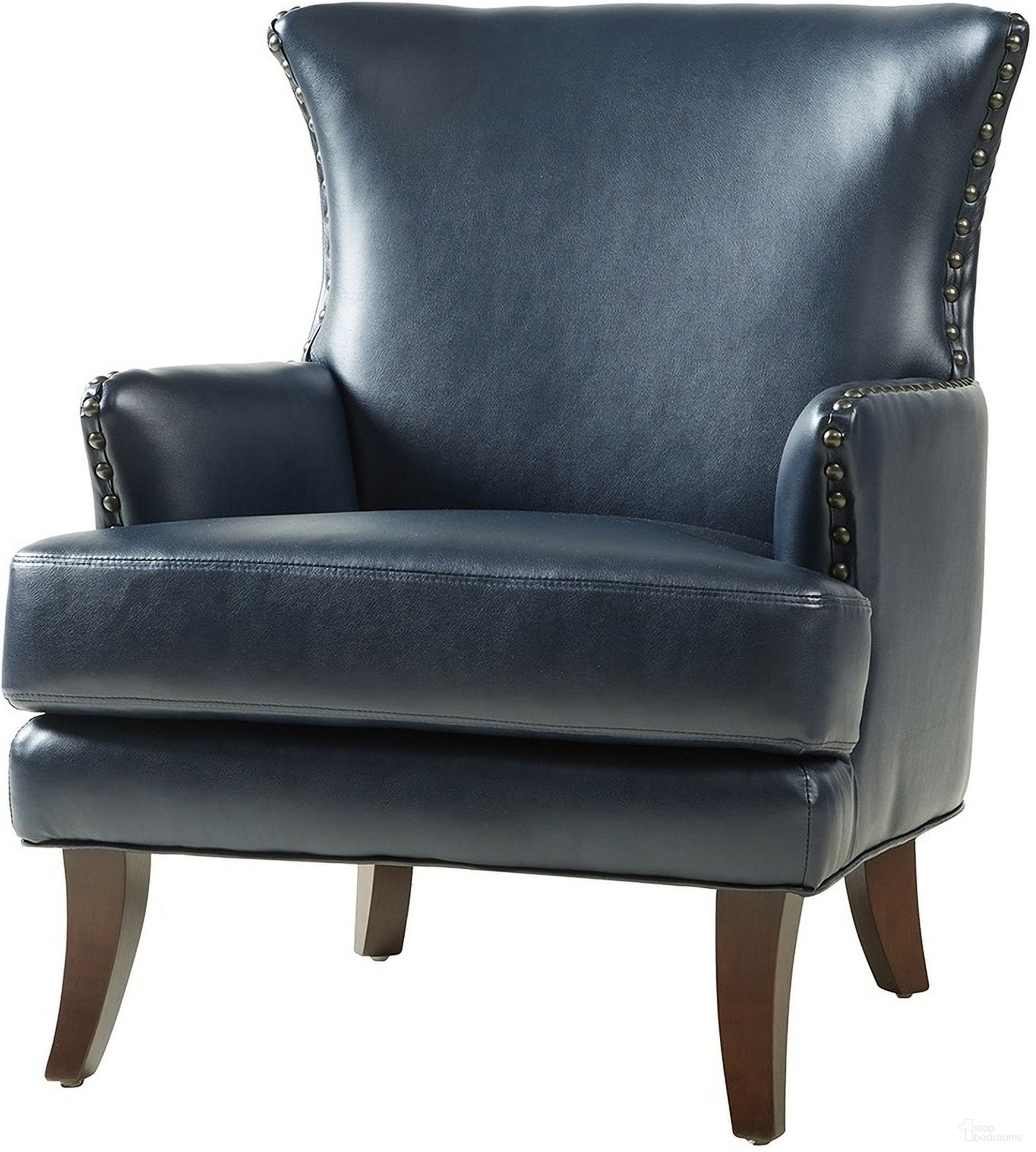 The appearance of Jorge Armchair In Navy designed by Karat Home in the modern / contemporary interior design. This navy piece of furniture was selected by 1StopBedrooms from Jorge Collection to add a touch of cosiness and style into your home. Sku: CHLJ0302-NAVY. Material: Faux Leather.