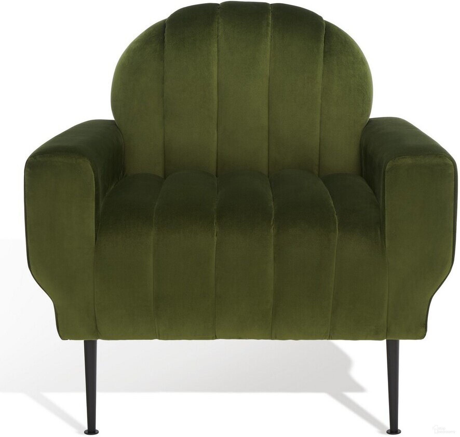 The appearance of Josh Channel Tufted Chair In Forest Green And Black designed by Safavieh Couture in the transitional interior design. This green piece of furniture  was selected by 1StopBedrooms from Josh Collection to add a touch of cosiness and style into your home. Sku: SFV5021C. Material: Wood.