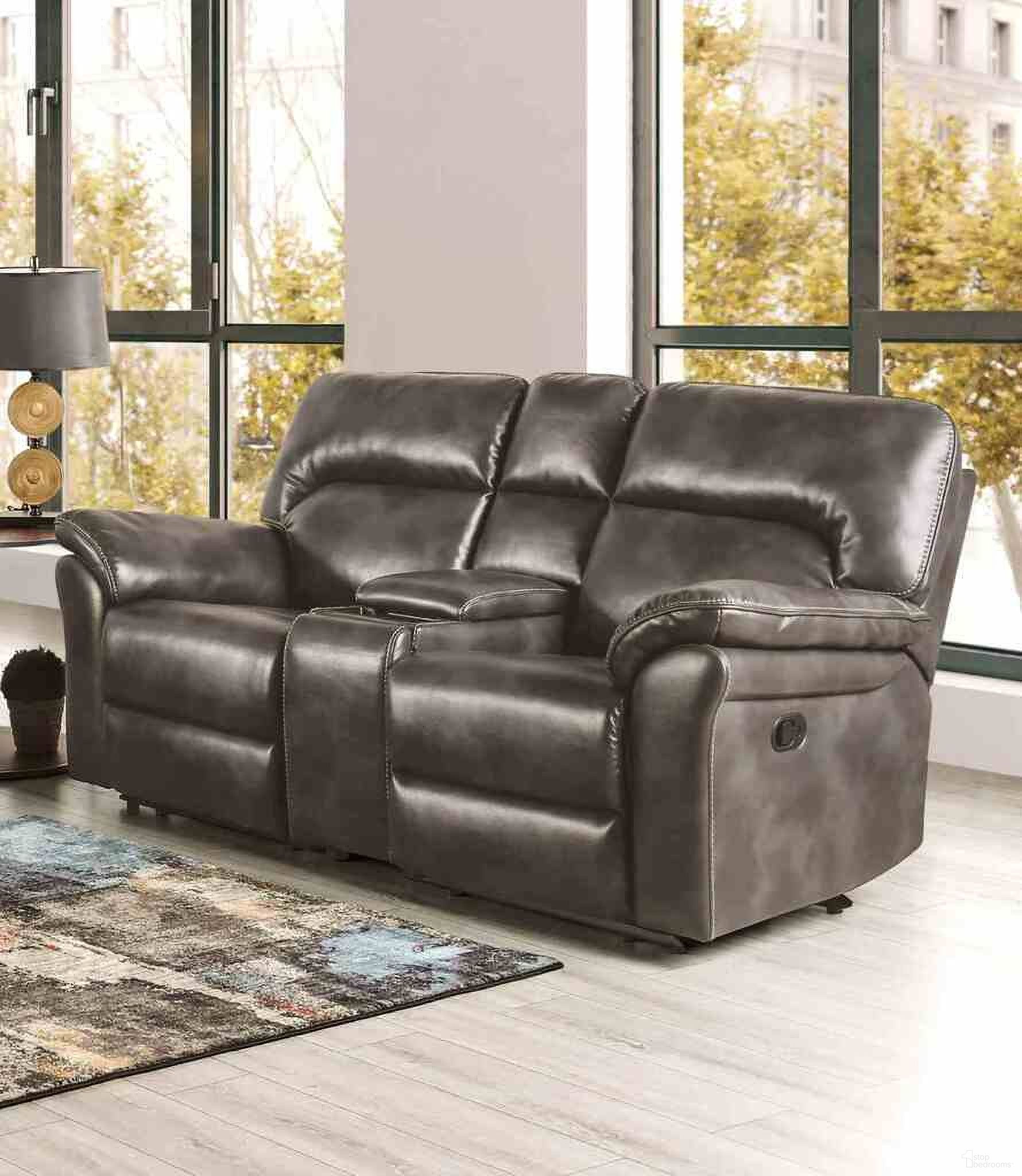 The appearance of Josias Loveseat In Dark Gray Leatherette designed by Furniture of America in the transitional interior design. This dark gray leatherette piece of furniture was selected by 1StopBedrooms from Josias Collection to add a touch of cosiness and style into your home. Sku: CM9908DG-CS;CM9908DG-LCH;CM9908DG-RCH. Material: Leather.