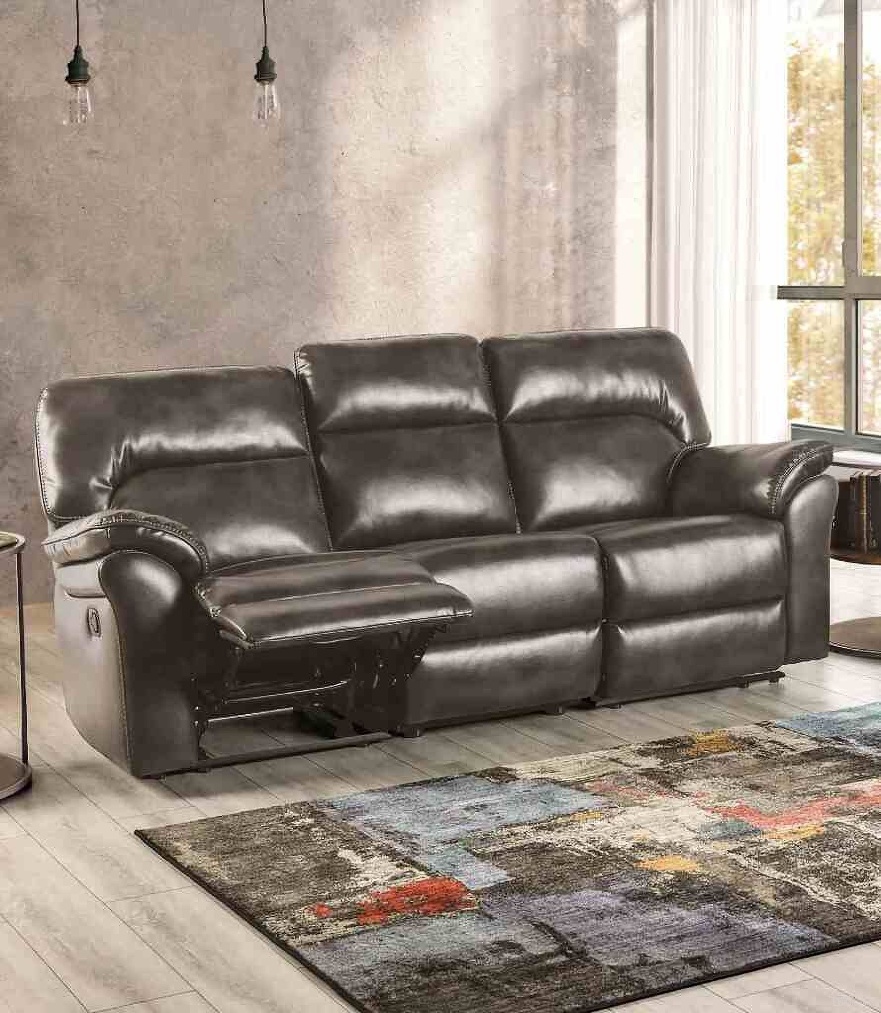 The appearance of Josias Sofa In Dark Gray Leatherette designed by Furniture of America in the transitional interior design. This dark gray leatherette piece of furniture was selected by 1StopBedrooms from Josias Collection to add a touch of cosiness and style into your home. Sku: CM9908DG-AC;CM9908DG-LCH;CM9908DG-RCH. Material: Leather.