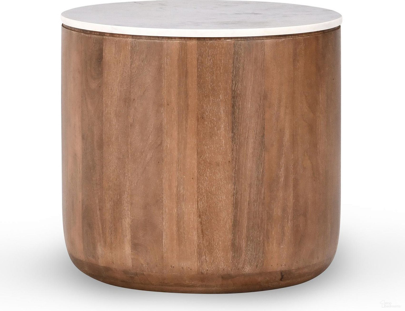 The appearance of Josie 22 Inch Solid Wood and Marble Round End Table In Umber designed by Classic Home in the transitional interior design. This umber piece of furniture  was selected by 1StopBedrooms from Josie Collection to add a touch of cosiness and style into your home. Sku: 51011793. Material: Marble.