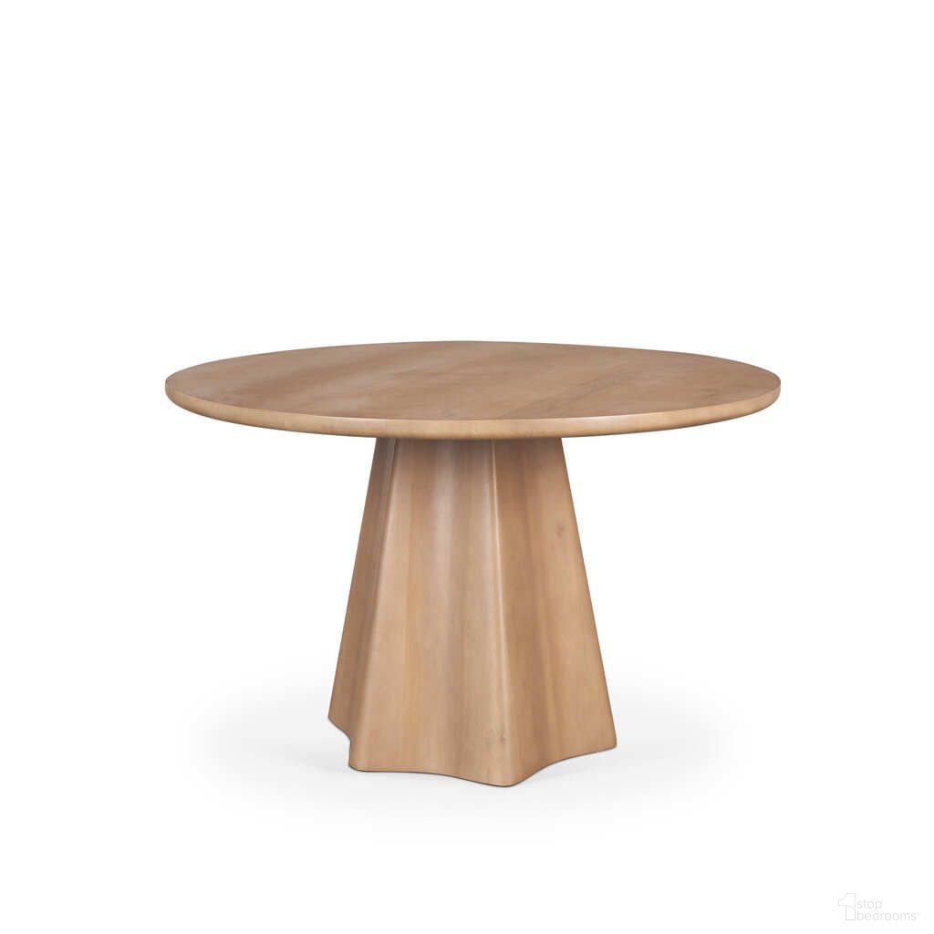The appearance of Jovani 48 Inch Solid Mango Wood Round Dining Table In Light Brown designed by Mercana in the modern / contemporary interior design. This light brown piece of furniture  was selected by 1StopBedrooms from Jovani Collection to add a touch of cosiness and style into your home. Sku: 71105-AB. Table Base Style: Pedestal. Table Top Shape: Round. Size: 48". Material: Solid Wood.