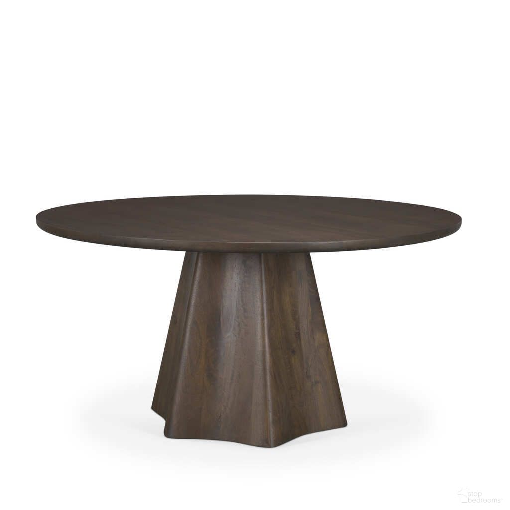Jovani 60 Inch Solid Mango Wood Round Dining Table In Dark Brown