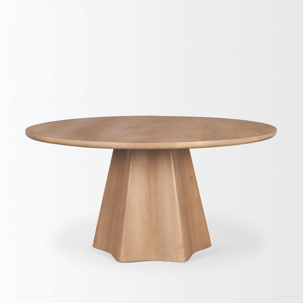 The appearance of Jovani 60 Inch Solid Mango Wood Round Dining Table In Light Brown designed by Mercana in the modern / contemporary interior design. This light brown piece of furniture was selected by 1StopBedrooms from Jovani Collection to add a touch of cosiness and style into your home. Sku: 71106-AB. Table Base Style: Pedestal. Table Top Shape: Round. Size: 60". Material: Solid Wood.