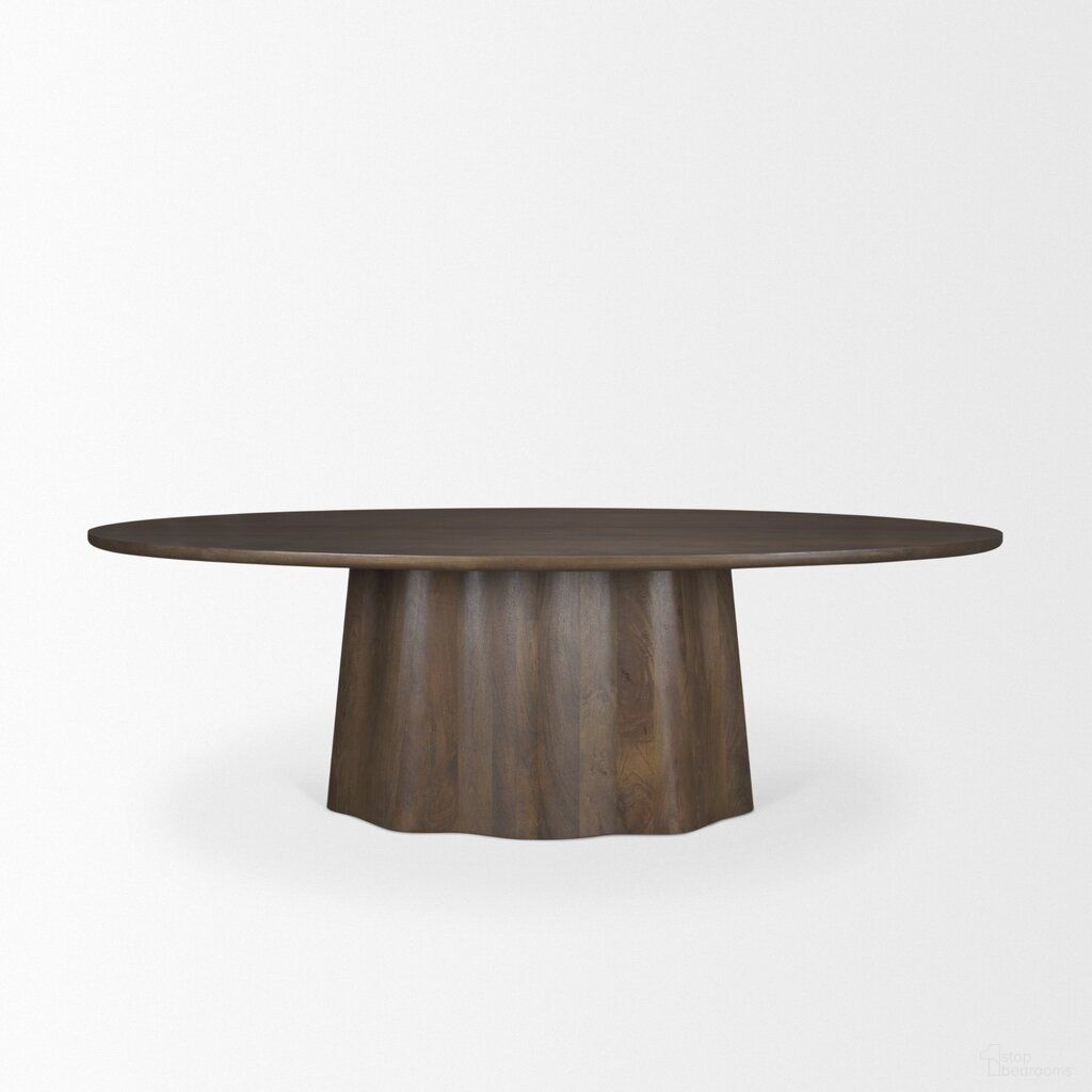 Jovani 94 Inch Solid Mango Wood Oval Dining Table In Dark Brown