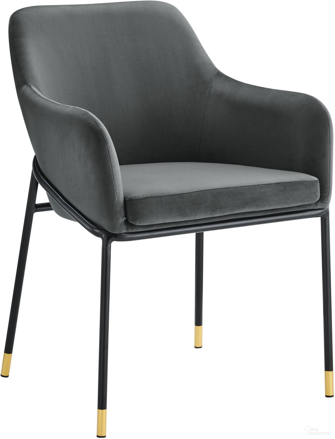 Jovi Performance Velvet Dining Arm Chair In Black Charcoal