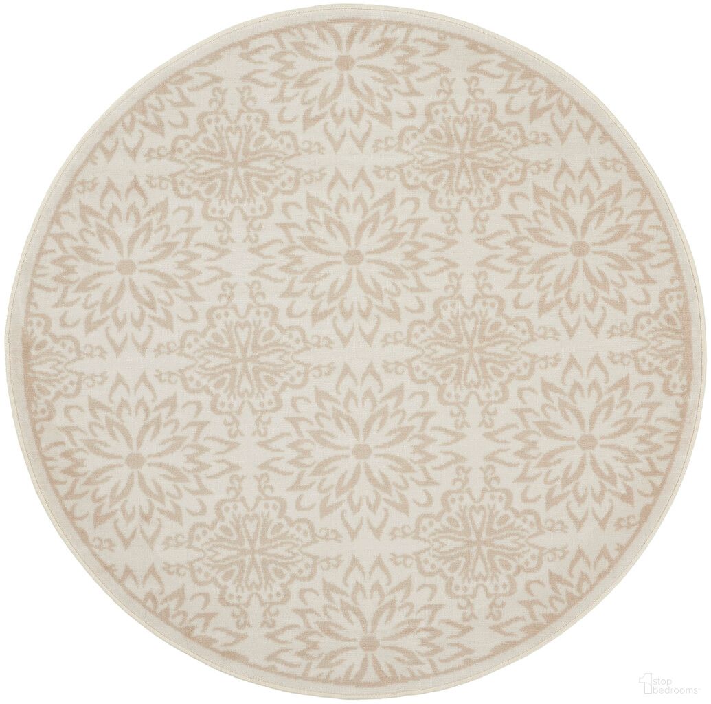 The appearance of Jubilant 8' x 8' Round Indoor Rug In Ivory Beige designed by Nourison in the country / farmhouse interior design. This ivory beige piece of furniture was selected by 1StopBedrooms from Jubilant Collection to add a touch of cosiness and style into your home. Sku: 99446975522. Material: Polypropylene.