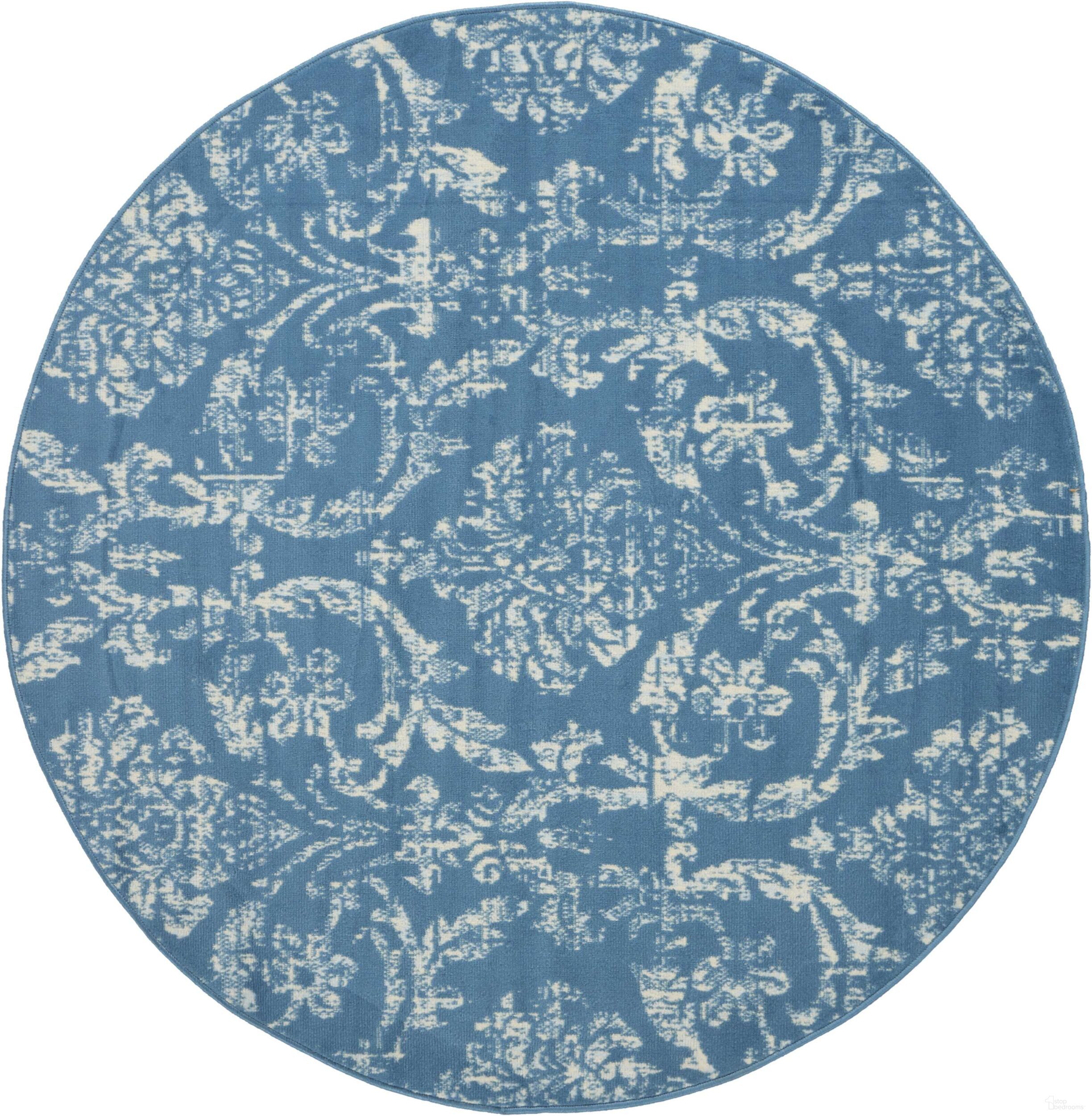 The appearance of Jubilant Blue 5'3" x 5'3" Round Vintage Area Rug designed by Nourison in the rustic / southwestern interior design. This blue piece of furniture  was selected by 1StopBedrooms from Jubilant Collection to add a touch of cosiness and style into your home. Sku: 99446478696. Material: Polypropylene.