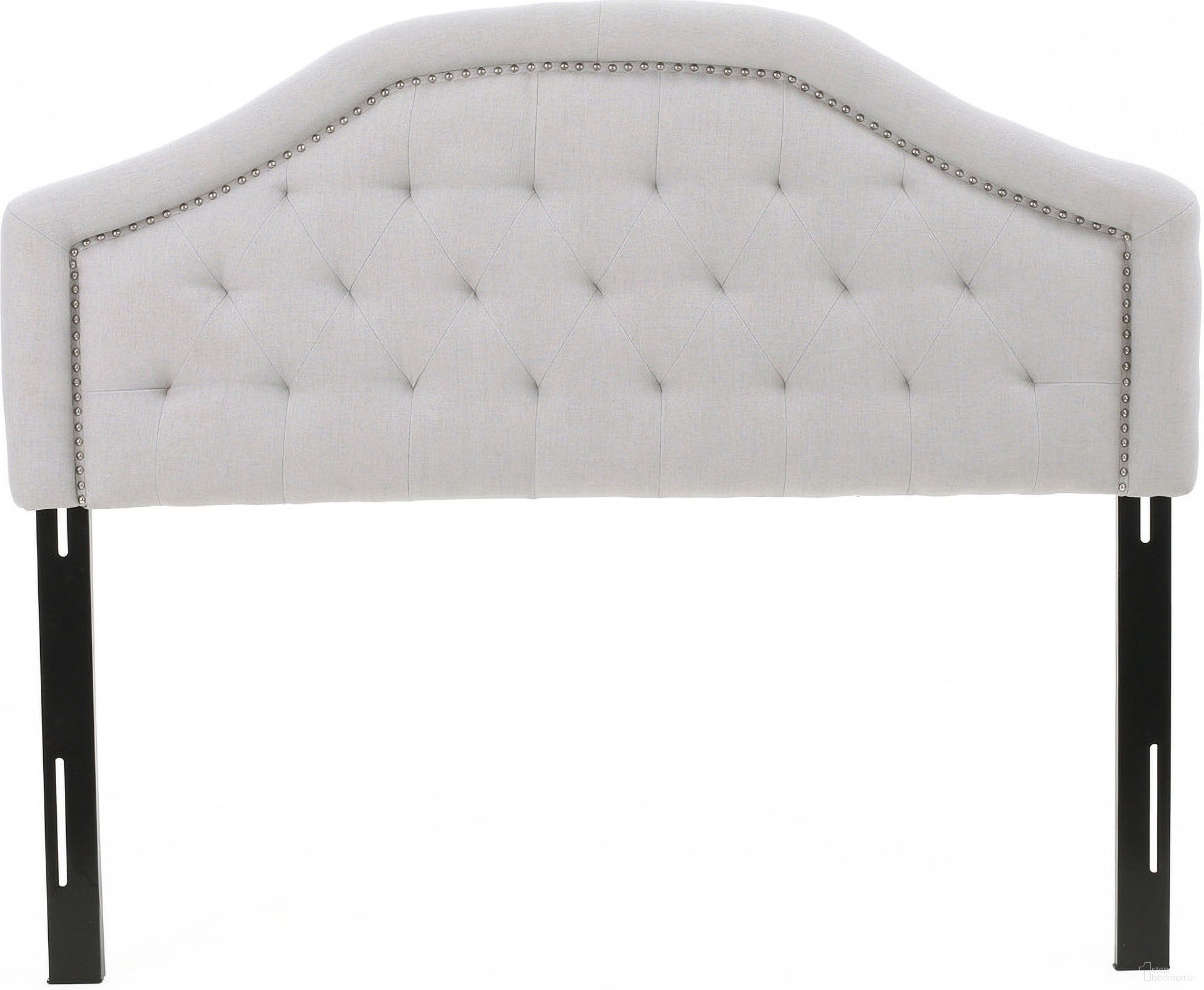 The appearance of Jubilant Full/Queen Headboard with Diamond Tufted and Nail Head Trim Featuring In Light Grey designed by Noble House in the modern / contemporary interior design. This light grey piece of furniture  was selected by 1StopBedrooms from Jubilant Collection to add a touch of cosiness and style into your home. Sku: 57875.00LGRY. Material: Fabric. Bed Size: Queen.