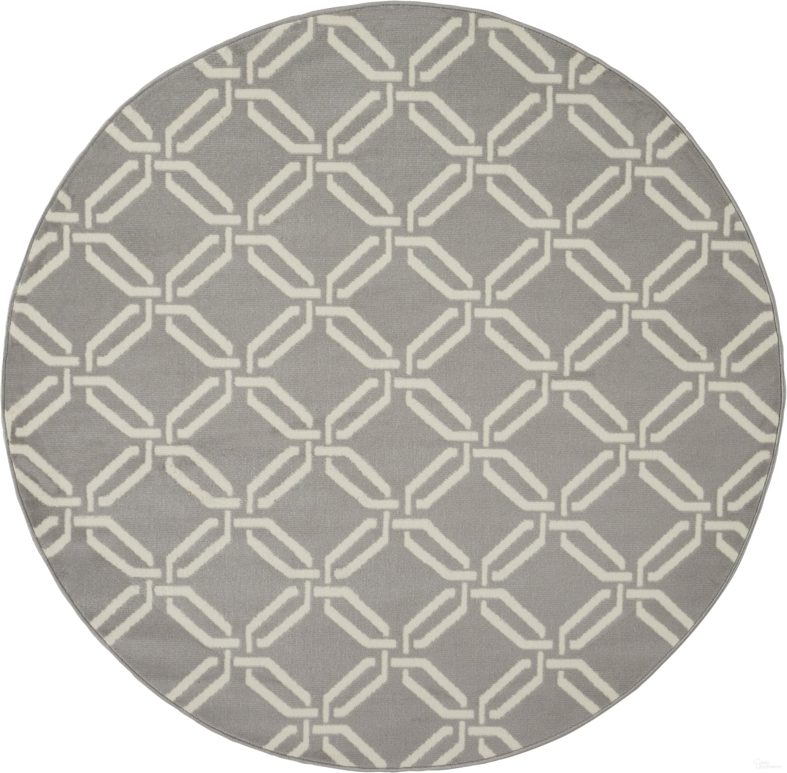 The appearance of Jubilant Grey 5'3" x 5'3" Round Contemporary Area Rug designed by Nourison in the modern / contemporary interior design. This grey piece of furniture  was selected by 1StopBedrooms from Jubilant Collection to add a touch of cosiness and style into your home. Sku: 99446479419. Material: Polypropylene.