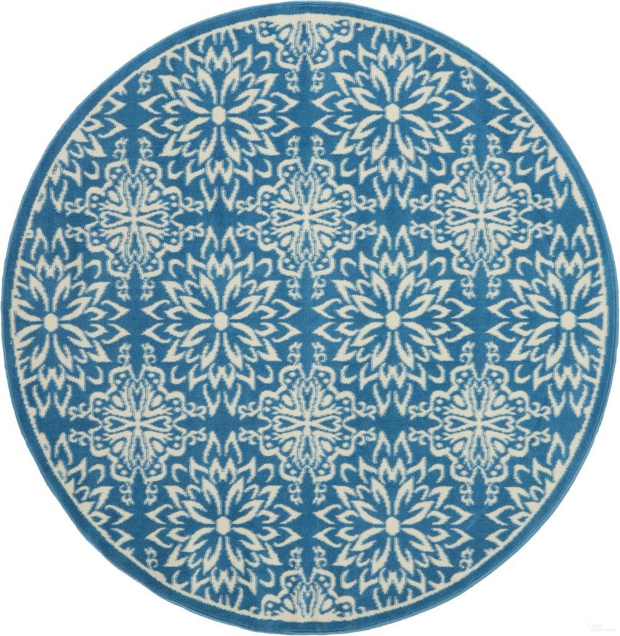The appearance of Jubilant Ivory and Blue 5'3" x 5'3" Round Farmhouse Area Rug designed by Nourison in the country / farmhouse interior design. This ivory and blue piece of furniture was selected by 1StopBedrooms from Jubilant Collection to add a touch of cosiness and style into your home. Sku: 99446478184. Material: Polypropylene.