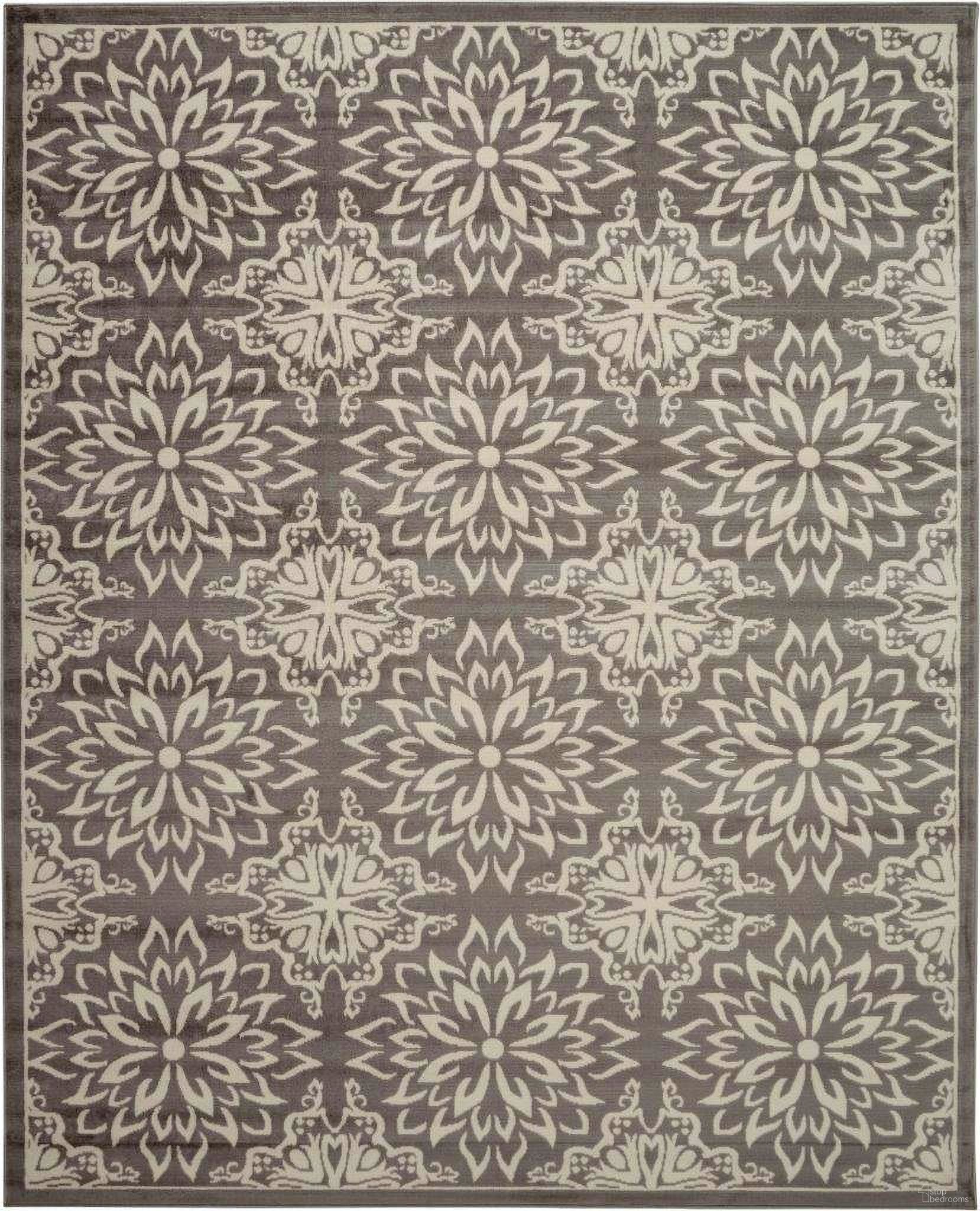The appearance of Jubilant Ivory and Grey 8'6" x 12' Area Rug designed by Nourison in the transitional interior design. This ivory and grey piece of furniture was selected by 1StopBedrooms from Jubilant Collection to add a touch of cosiness and style into your home. Sku: 99446785374. Material: Polypropylene.