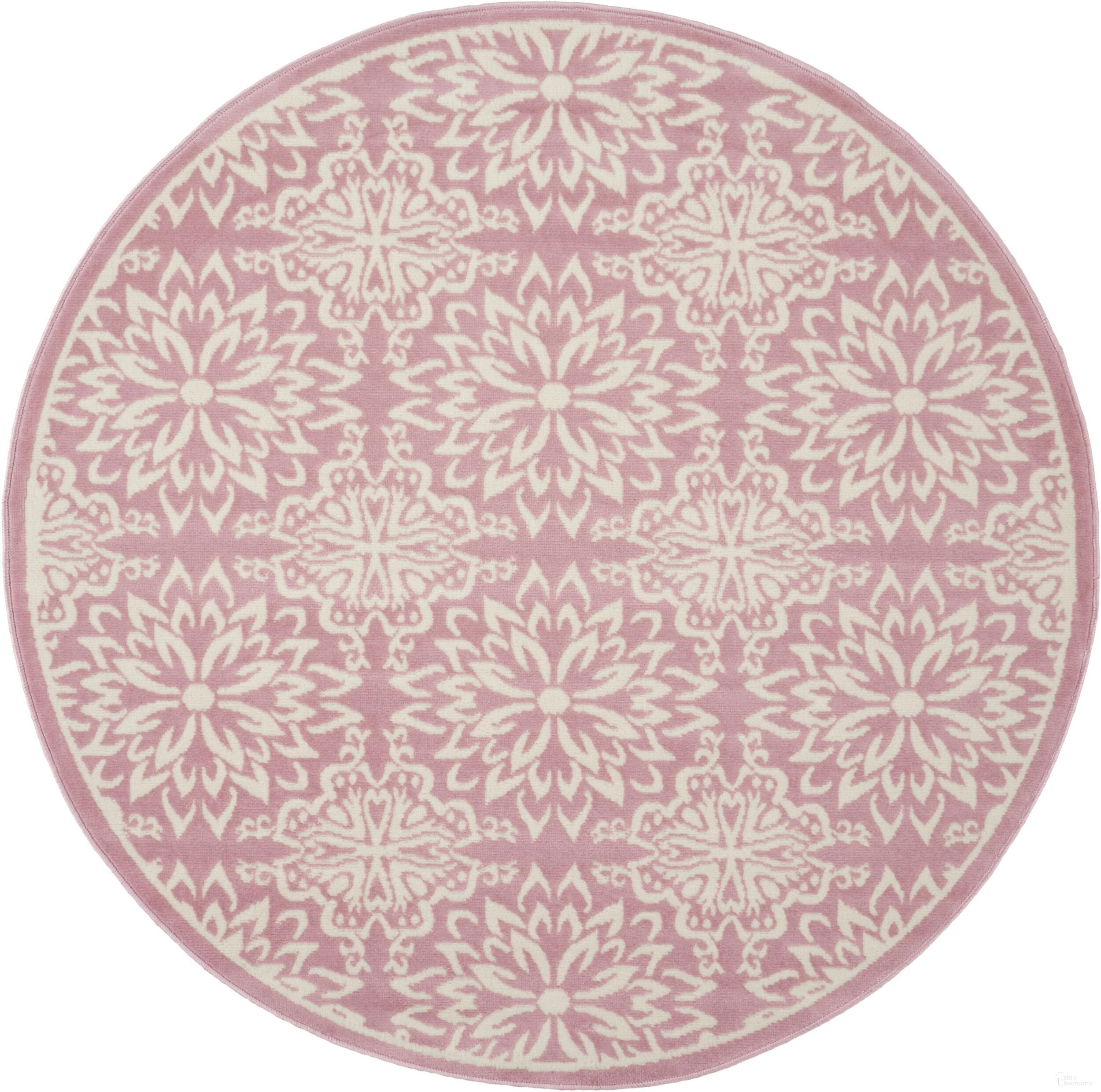 The appearance of Jubilant Ivory and Pink 5'3" x 5'3" Round Farmhouse Area Rug designed by Nourison in the country / farmhouse interior design. This ivory and pink piece of furniture was selected by 1StopBedrooms from Jubilant Collection to add a touch of cosiness and style into your home. Sku: 99446478542. Material: Polypropylene.