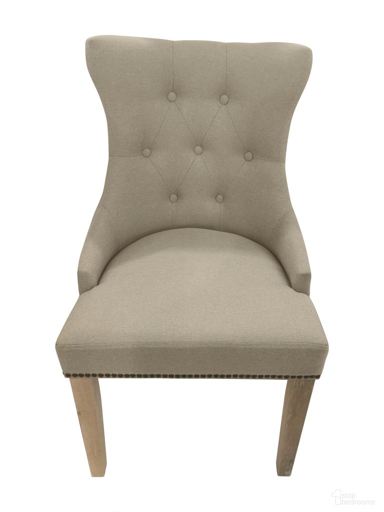 The appearance of Julia Tufted Back Upholstered Chair - Set of 2 In Natural Driftwood and Linen Upholstery designed by Carolina Living in the traditional interior design. This natural driftwood and linen piece of furniture  was selected by 1StopBedrooms from Julia Collection to add a touch of cosiness and style into your home. Sku: 2123-NDLN. Material: Polyester. Chair Type: Side Chair.