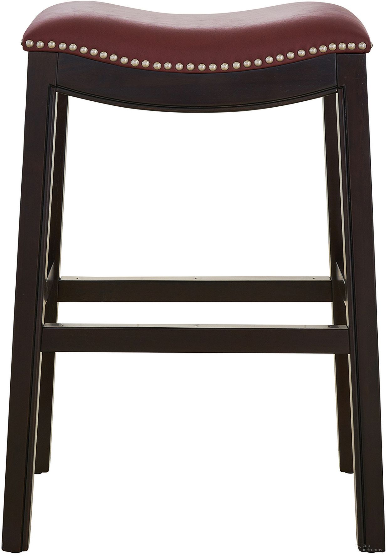 The appearance of Julian 26 Inch Faux Leather Seat Counter-Height Wood Barstool In Espresso and Red designed by New Ridge Home Goods in the country / farmhouse interior design. This espresso and red piece of furniture was selected by 1StopBedrooms from Julian Collection to add a touch of cosiness and style into your home. Sku: NR100128-PCS-EP. Material: Vinyl.