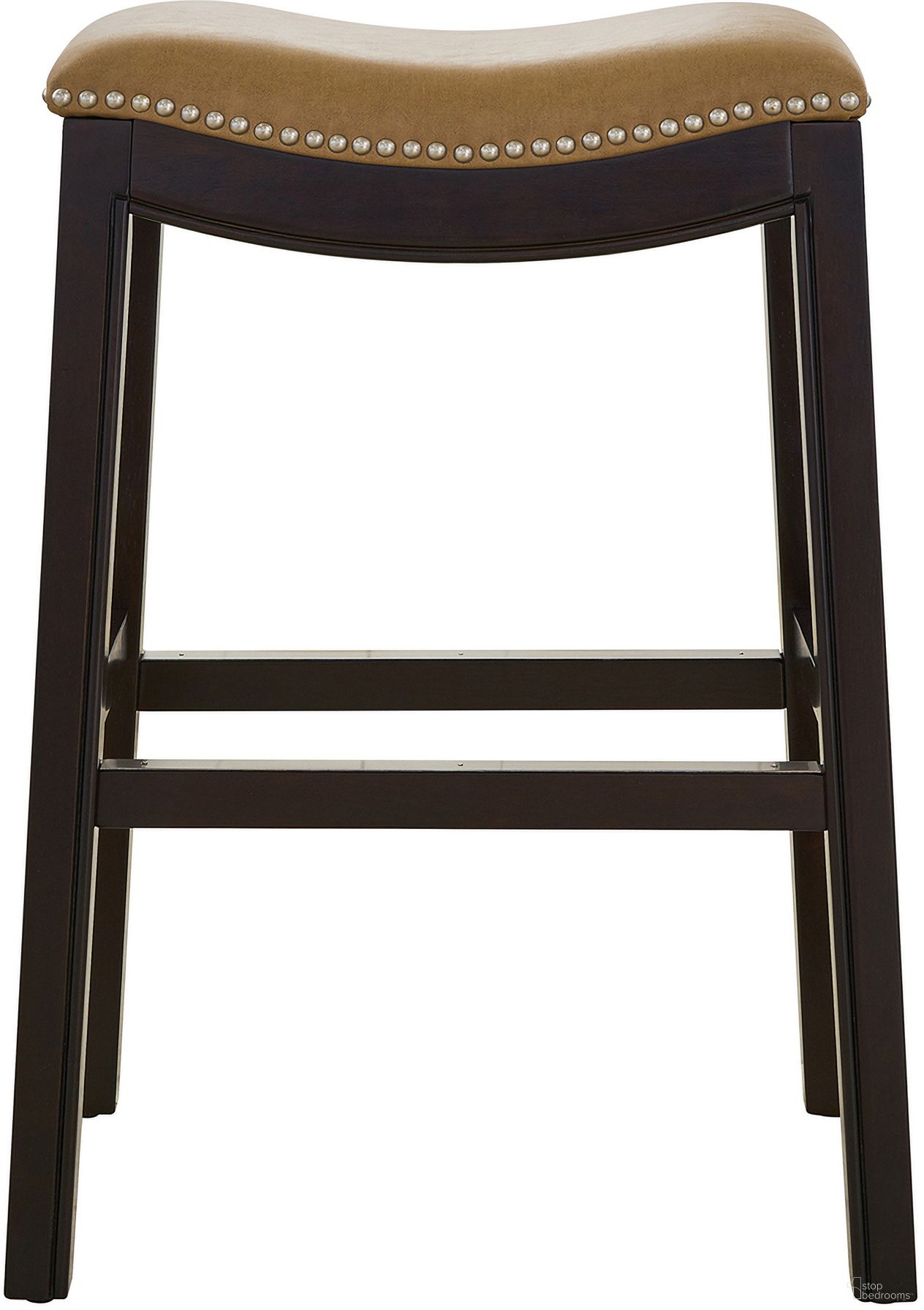 The appearance of Julian 26 Inch Faux Leather Seat Counter-Height Wood Barstool In Espresso and Tan designed by New Ridge Home Goods in the country / farmhouse interior design. This tan and espresso piece of furniture was selected by 1StopBedrooms from Julian Collection to add a touch of cosiness and style into your home. Sku: NR100124-PCS-EP. Material: Vinyl.