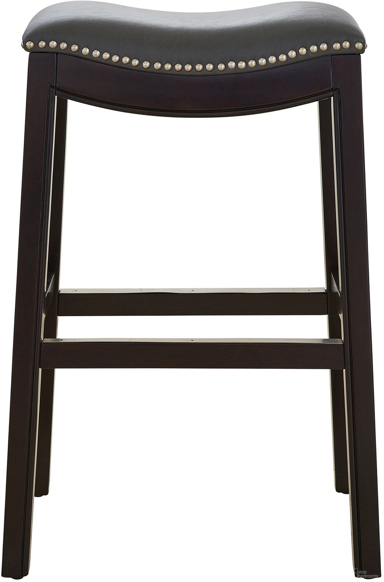 The appearance of Julian 31 Inch Faux Leather Seat Bar-Height Wood Barstool In Espresso and Gray designed by New Ridge Home Goods in the country / farmhouse interior design. This espresso and gray piece of furniture was selected by 1StopBedrooms from Julian Collection to add a touch of cosiness and style into your home. Sku: NR100121-PBS-EP. Material: Vinyl.