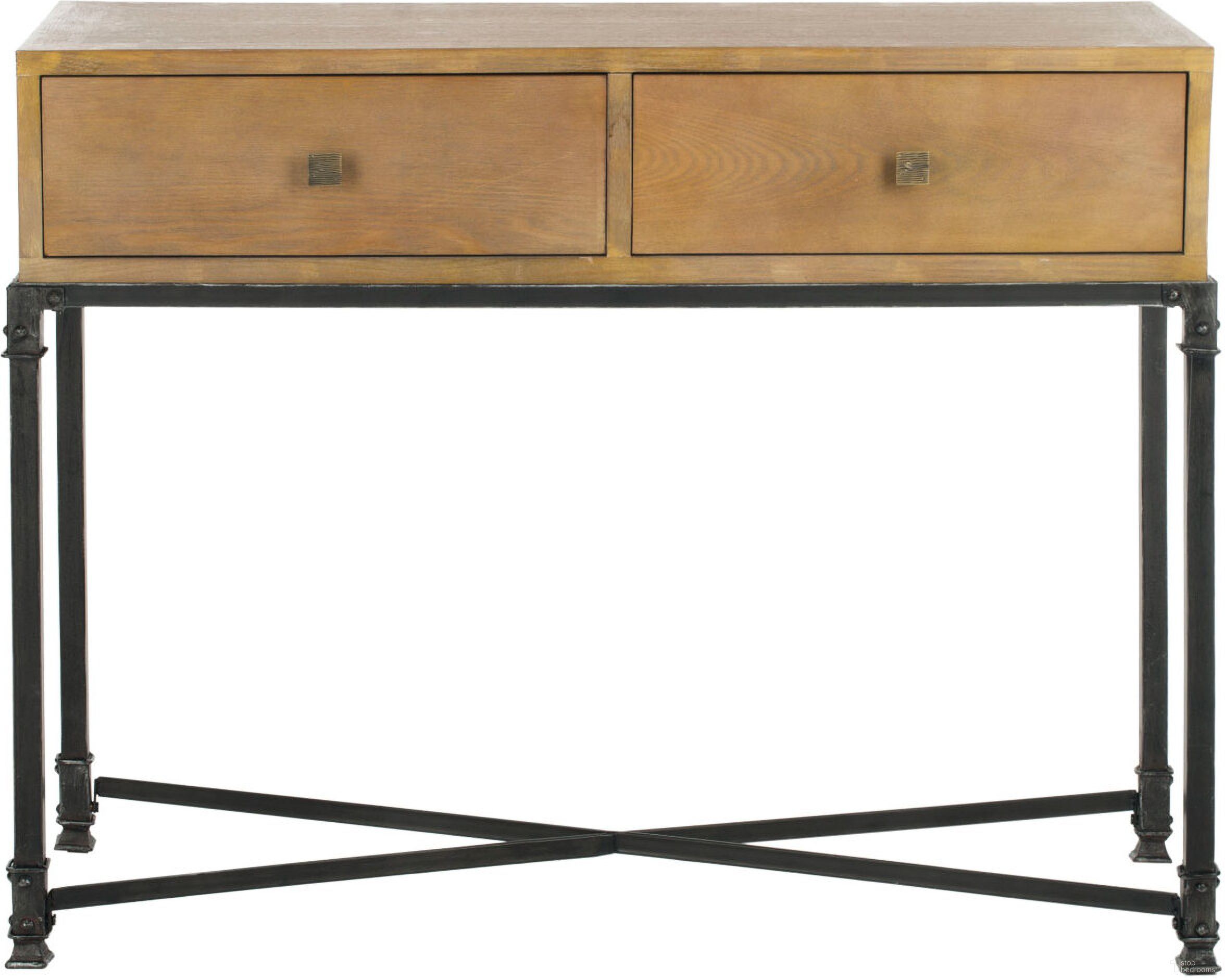 The appearance of Julian Natural 2-Drawer Console designed by Safavieh in the rustic / southwestern interior design. This natural piece of furniture  was selected by 1StopBedrooms from Julian Collection to add a touch of cosiness and style into your home. Sku: AMH4103A. Material: Iron.