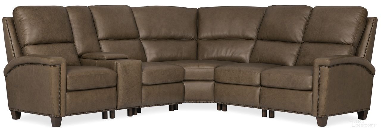 The appearance of Julian Six-Piece Reclining Sectional In Brown designed by Hooker in the traditional interior design. This brown piece of furniture was selected by 1StopBedrooms from Julian Collection to add a touch of cosiness and style into your home. Sku: SS831-6PC3-088. Material: Leather.