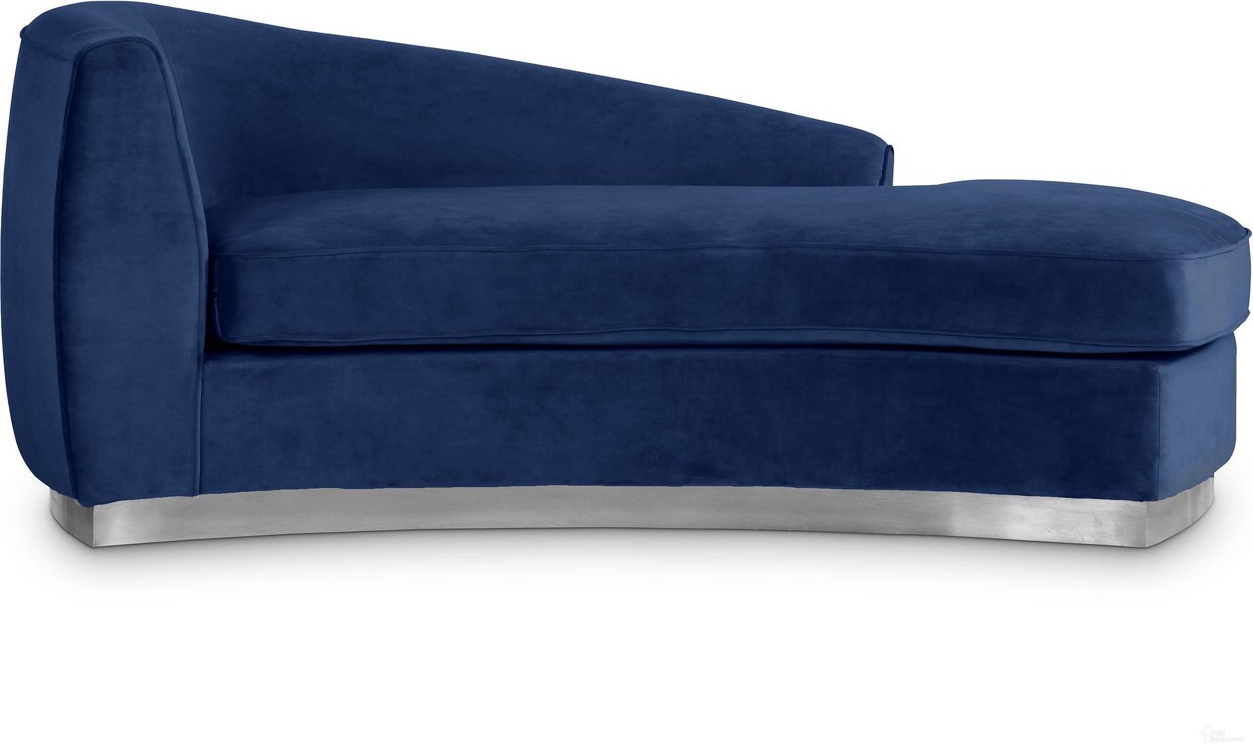 Julian Velvet Chaise In Navy and Chrome