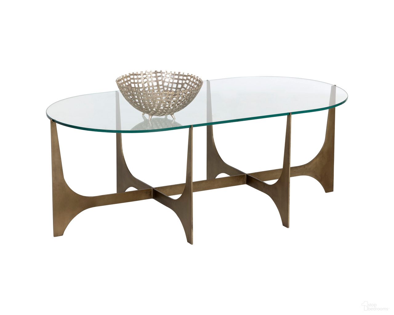 Juliane Coffee Table In Antique Brass and Clear