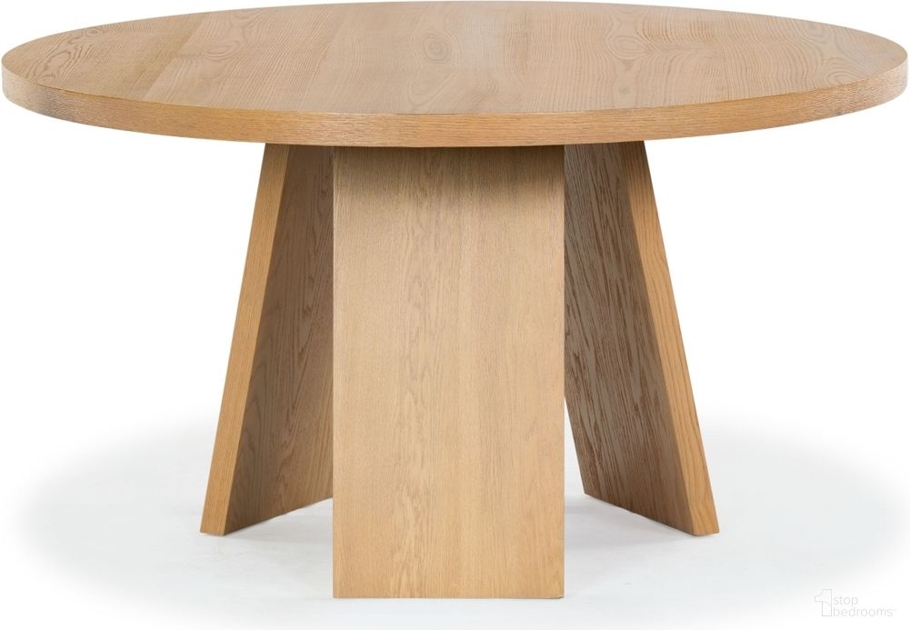 The appearance of Julianna 54 Inch Wood Dining Table In Natural designed by Safavieh Couture in the modern / contemporary interior design. This natural piece of furniture  was selected by 1StopBedrooms from Julianna Collection to add a touch of cosiness and style into your home. Sku: SFV2126C. Table Base Style: Legs. Table Top Shape: Round. Material: Wood. Size: 54".