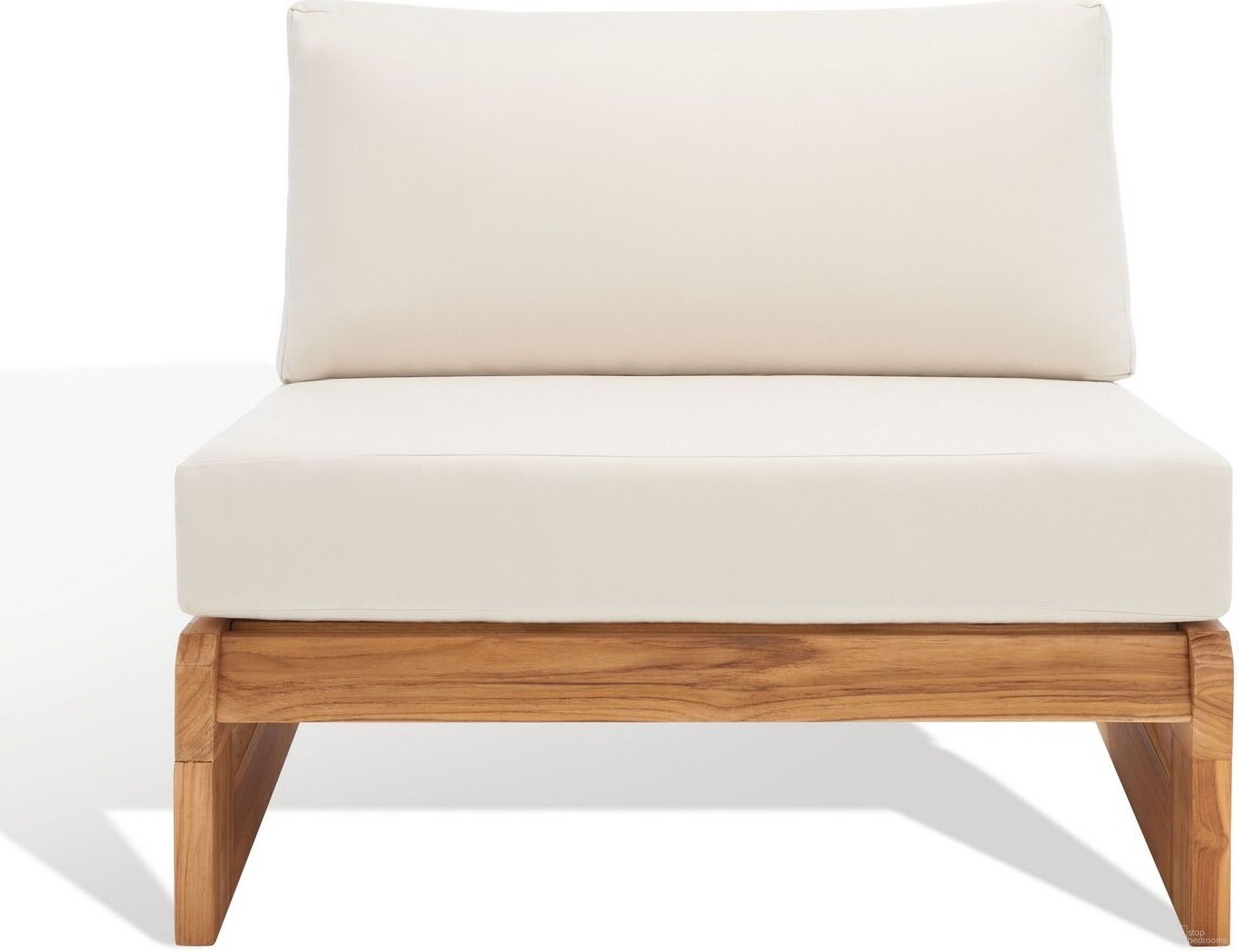 The appearance of Julianne Teak Patio Chair In Natural And Beige designed by Safavieh Couture in the coastal interior design. This natural and beige piece of furniture  was selected by 1StopBedrooms from Julianne Collection to add a touch of cosiness and style into your home. Sku: CPT1031A. Material: Wood.
