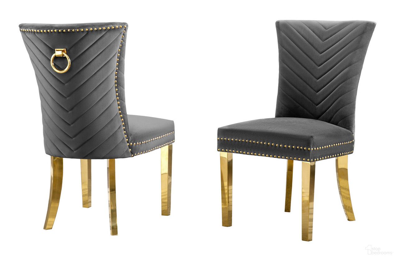 The appearance of Julie Upholstered Side Chairs Set of 2 In Dark Gray Velvet and Gold Stainless Steel Legs and Ring designed by Best Quality Furniture in the modern / contemporary interior design. This dark gray/gold piece of furniture was selected by 1StopBedrooms from Julie Collection to add a touch of cosiness and style into your home. Sku: SC364. Material: Velvet. Chair Type: Side Chair.