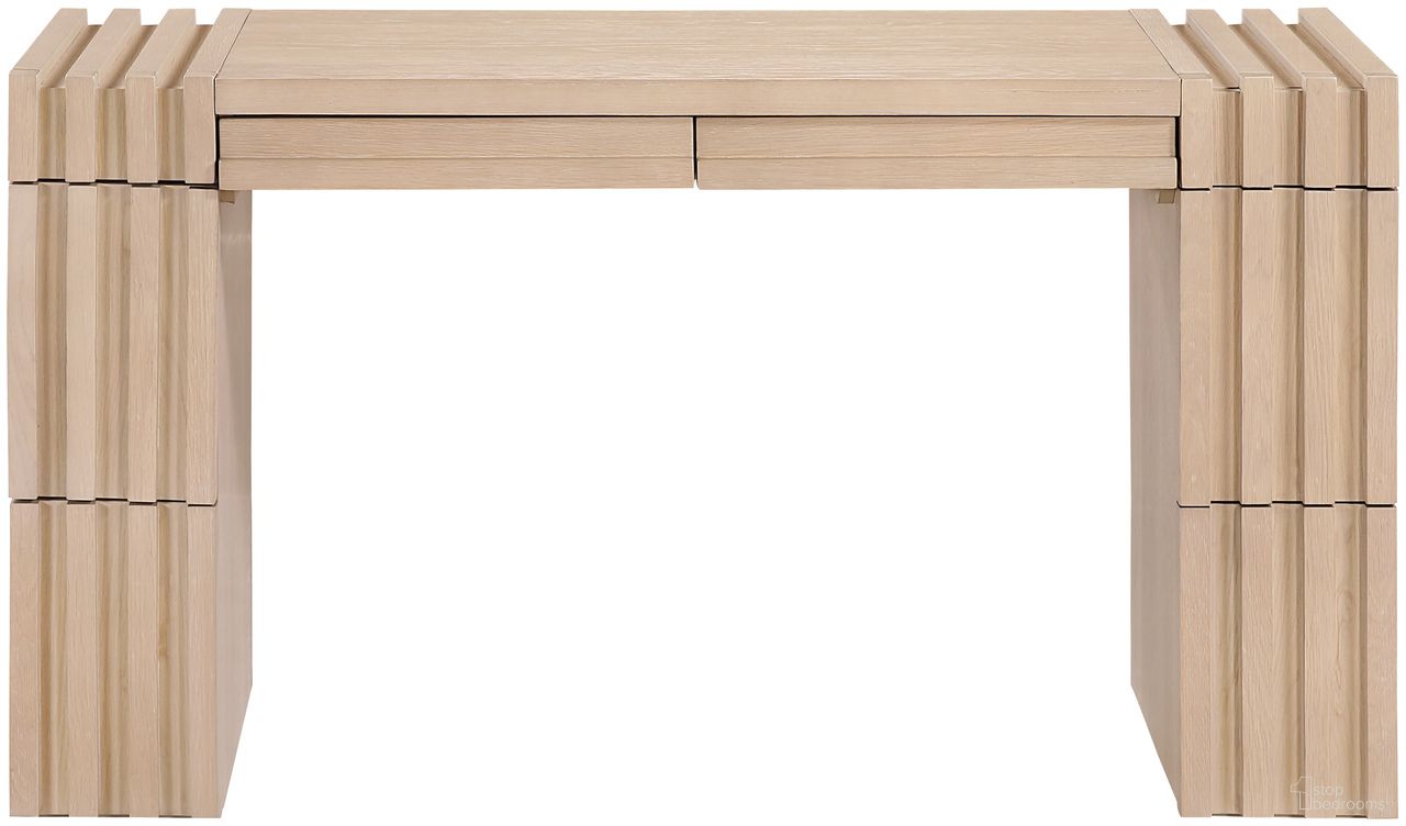 Julienne Dray Oak Veneer and Solid Wood Console Table In Natural