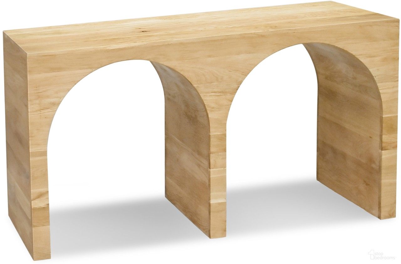 The appearance of June 54-Inch Console Table In White Oak/Natural designed by Meridian in the transitional interior design. This oak piece of furniture was selected by 1StopBedrooms from June Collection to add a touch of cosiness and style into your home. Sku: 458Oak-T. Material: Wood.
