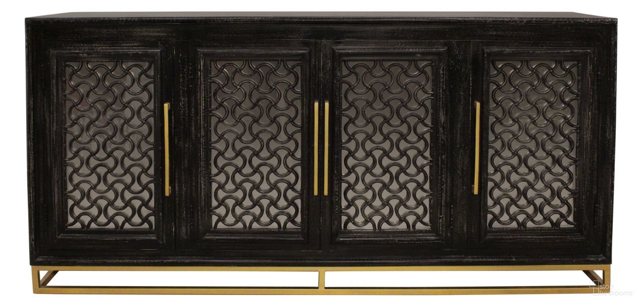 The appearance of Juno 4-Door Sideboard In Antique Black designed by Moti in the traditional interior design. This antique black piece of furniture was selected by 1StopBedrooms from Carter Collection to add a touch of cosiness and style into your home. Sku: 43009053. Material: Mango Wood.
