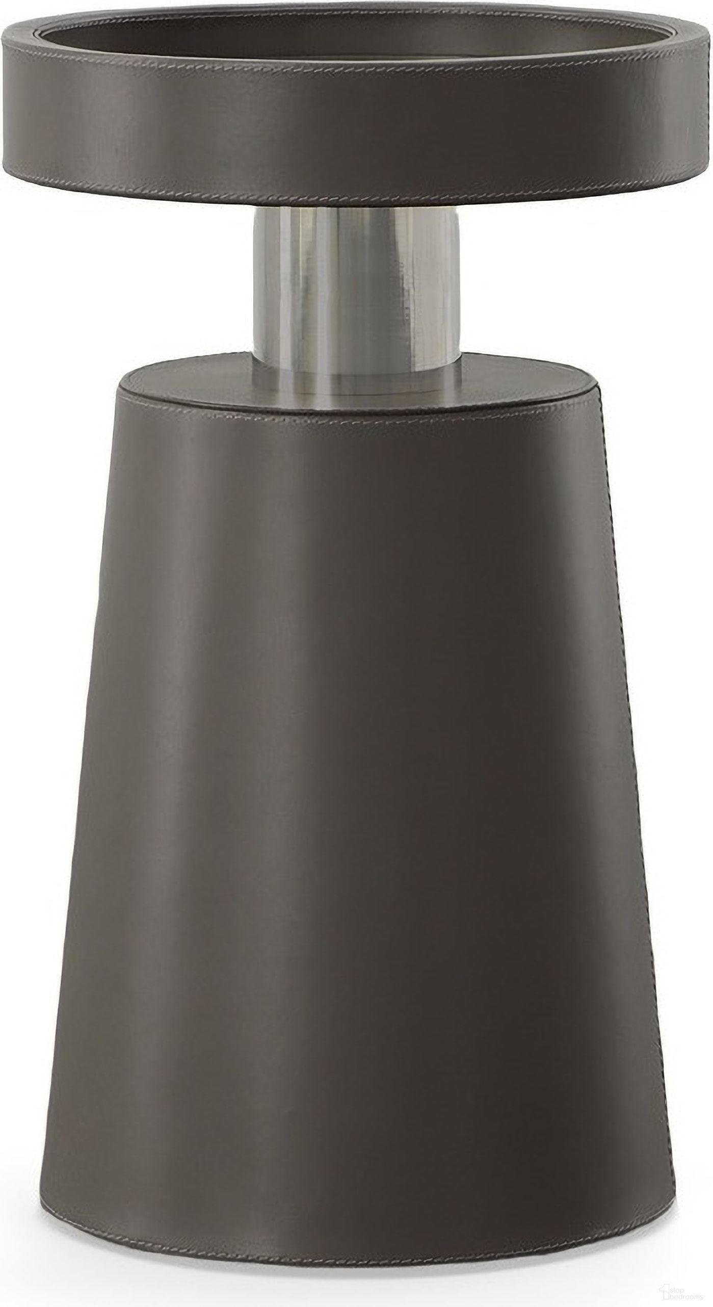 The appearance of Juno Accent Table In Charcoal designed by Century Furniture in the modern / contemporary interior design. This charcoal piece of furniture  was selected by 1StopBedrooms from Grand Tour Furniture Collection to add a touch of cosiness and style into your home. Sku: SF6128. Material: Leather.