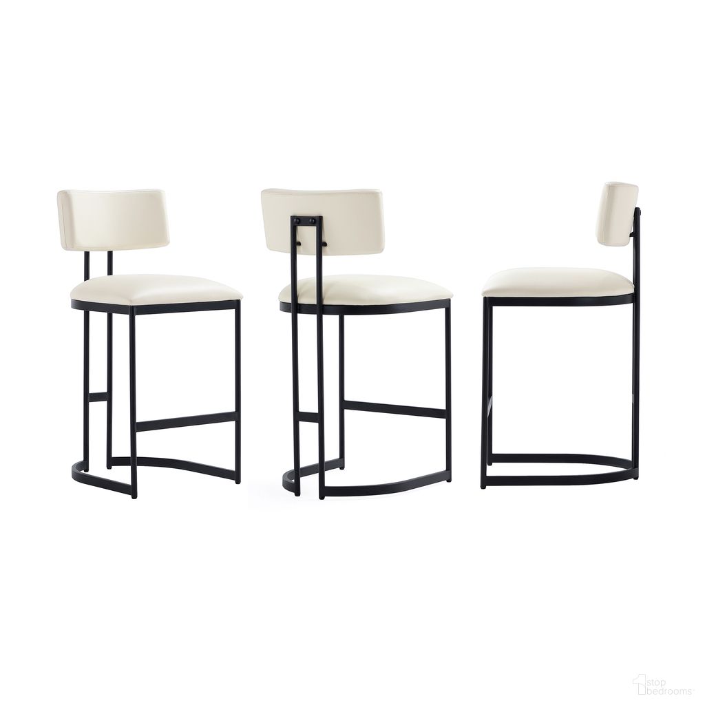 Juno Vegan Leather Metal Counter Stool In Ivory