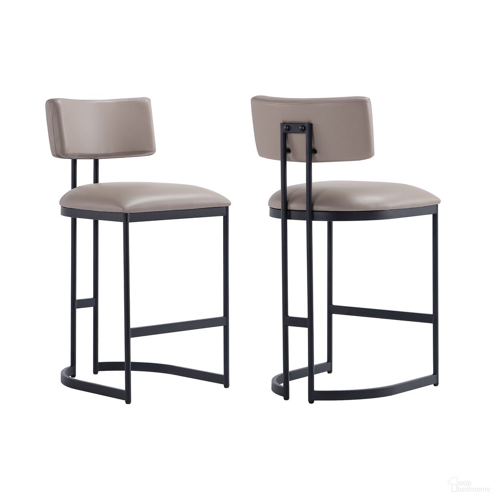 Juno Vegan Leather Metal Counter Stool In Taupe