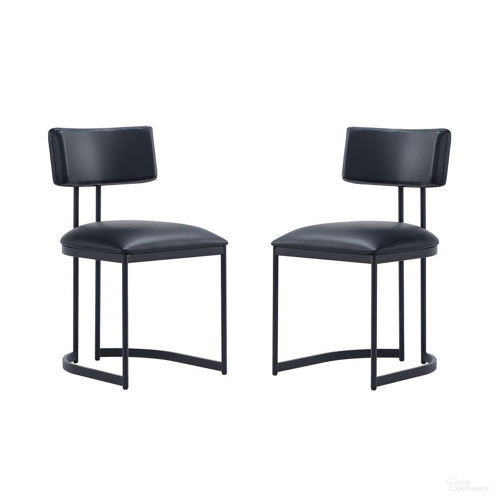 Juno Vegan Leather Metal Side Chair Set of 2 In Black