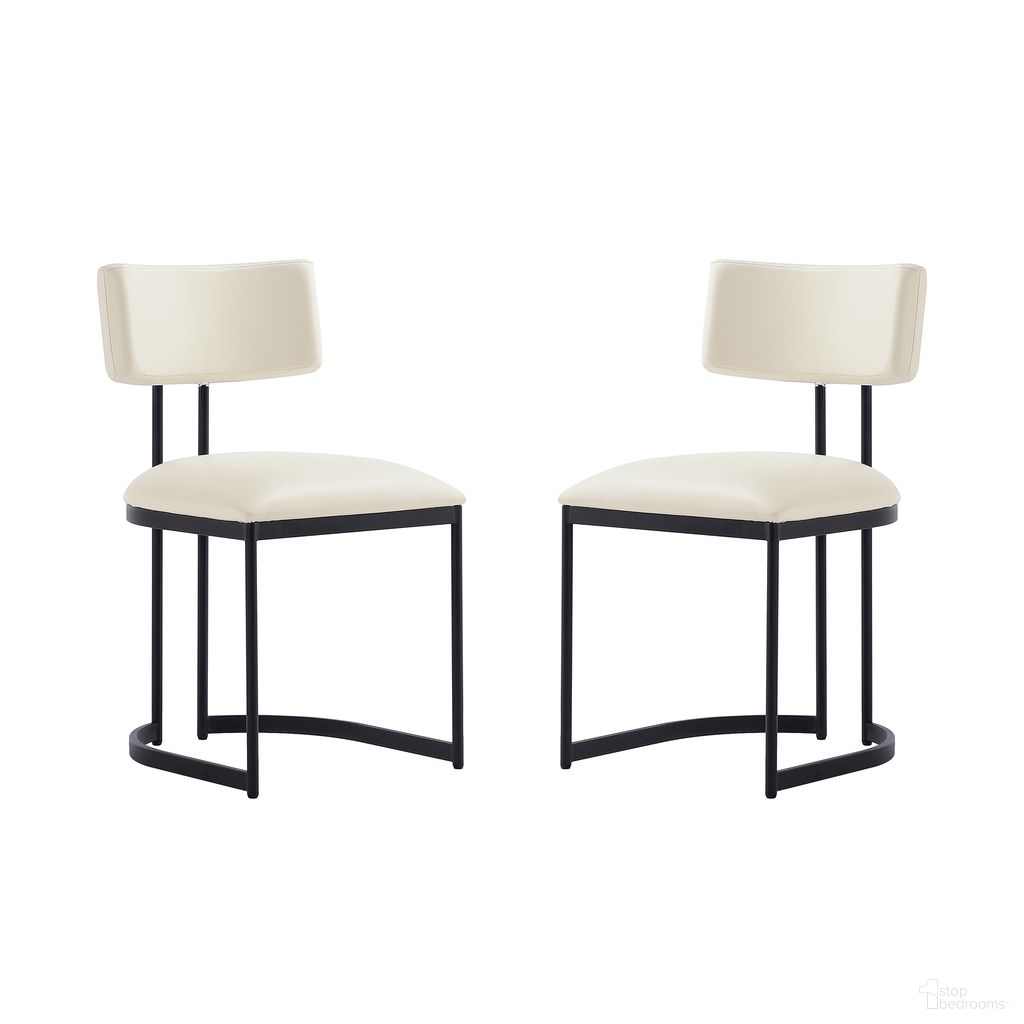Juno Vegan Leather Metal Side Chair Set of 2 In Cream