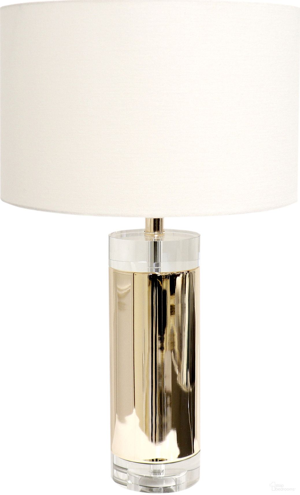 Jupiter Glass Base and Steel Body with Shade Table Lamp In Clear and Gold