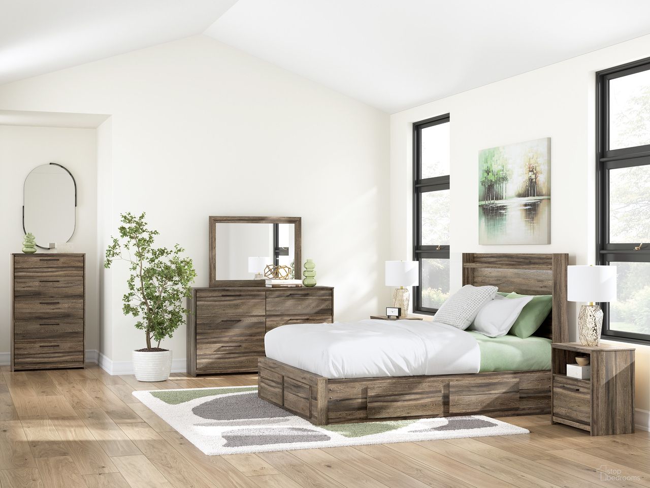 Jusika Panel Storage Bedroom Set In Brown