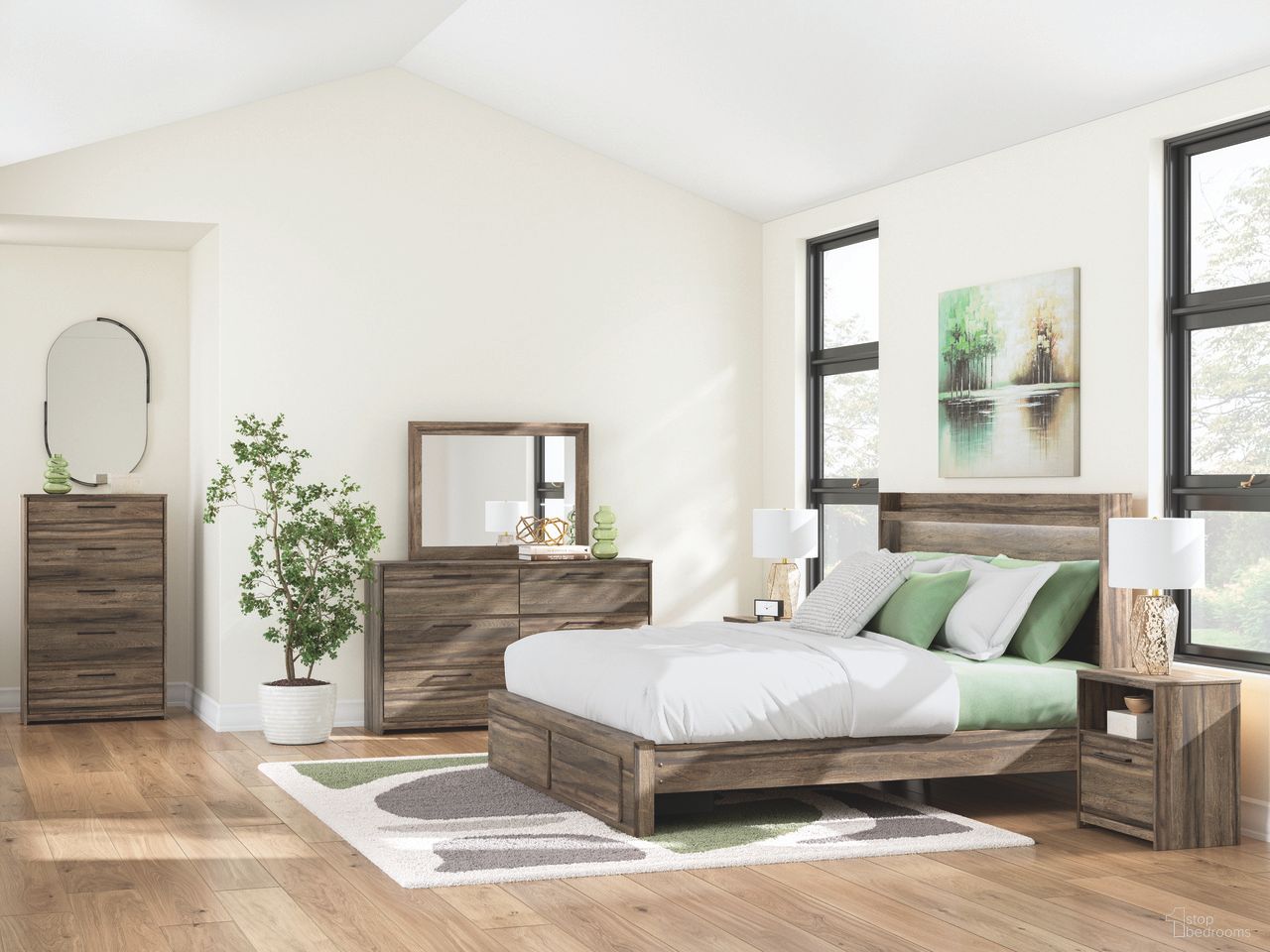 The appearance of Jusika Panel Storage Bedroom Set In Brown designed by Signature Design by Ashley in the transitional interior design. This brown piece of furniture was selected by 1StopBedrooms from Jusika Collection to add a touch of cosiness and style into your home. Sku: B100-13;NCB2005-54S;NCB2005-57;NCB2005-95;NCB2005-91. Material: Wood. Bed Size: Queen.