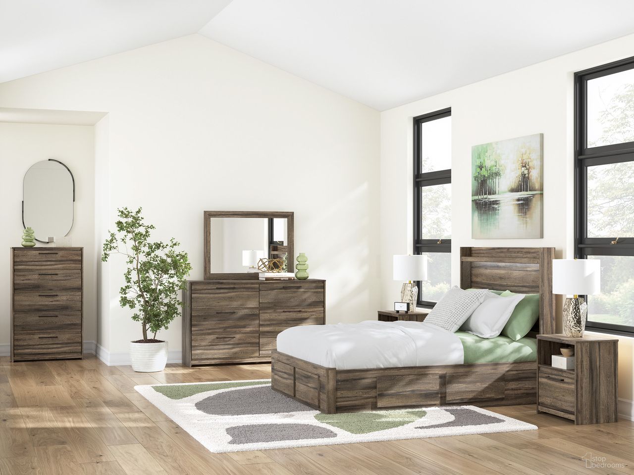Jusika Youth Panel Storage Bedroom Set In Brown