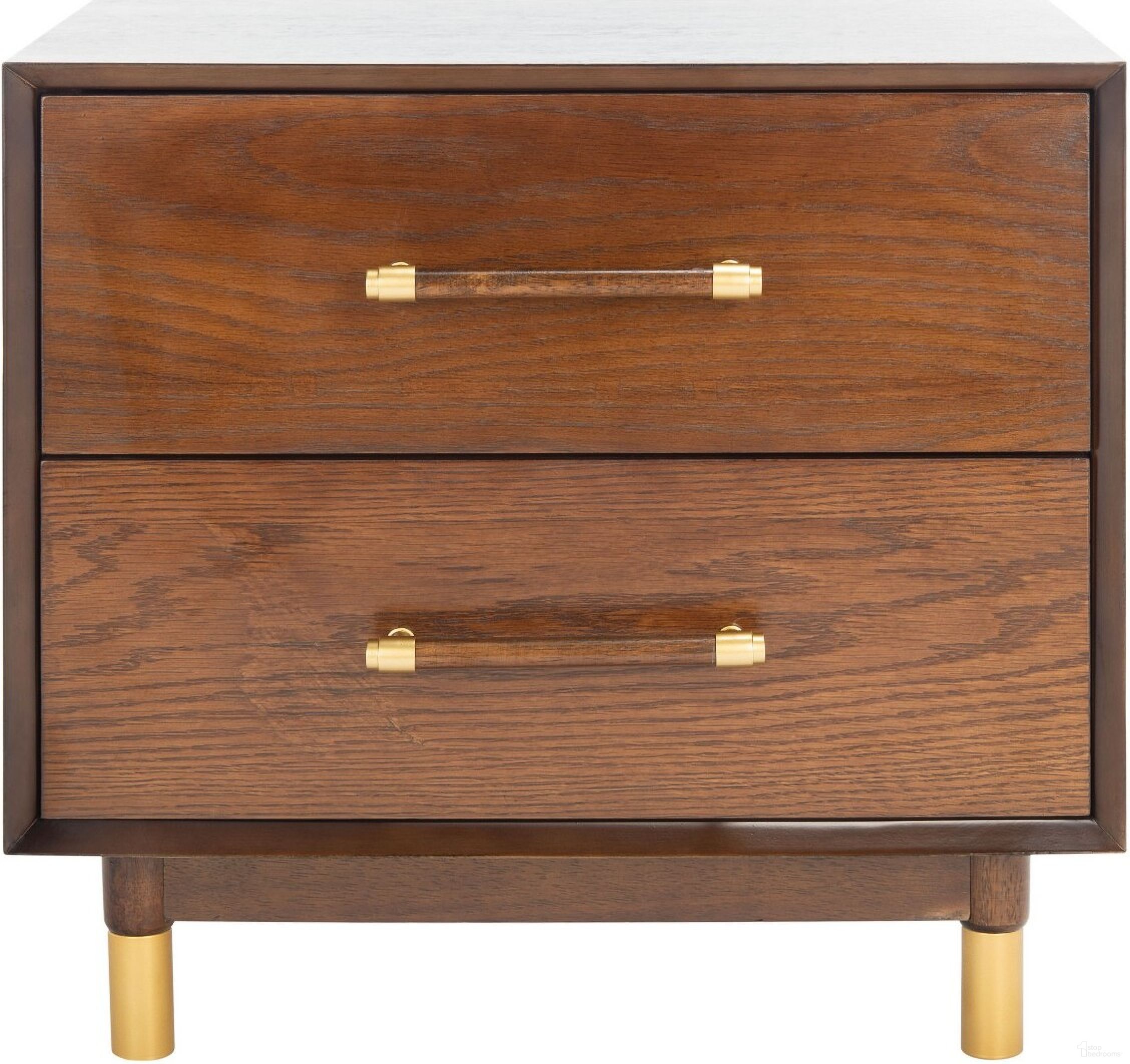 The appearance of Justice 2 Drawer Nightstand in Walnut designed by Safavieh in the modern / contemporary interior design. This walnut piece of furniture was selected by 1StopBedrooms from Justice Collection to add a touch of cosiness and style into your home. Sku: NST6402C. Material: Wood.